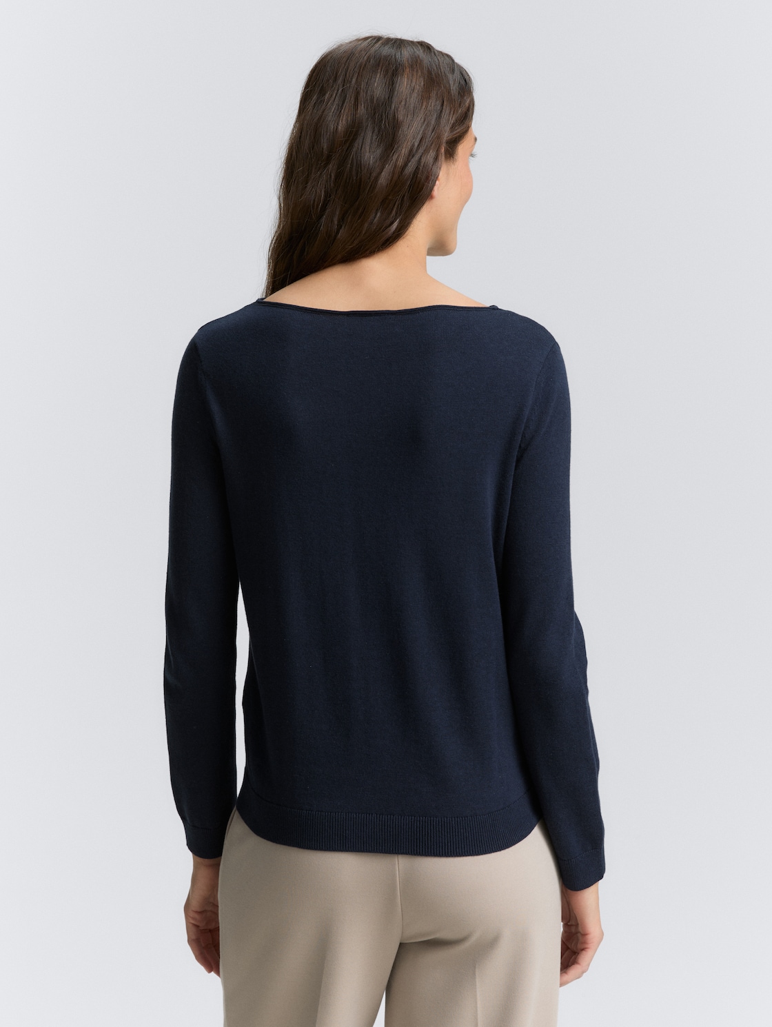 Thumbnail - TOM TAILOR Damen Strickpullover mit U-Boot-Ausschnitt, blau, Uni, Gr. XXXL