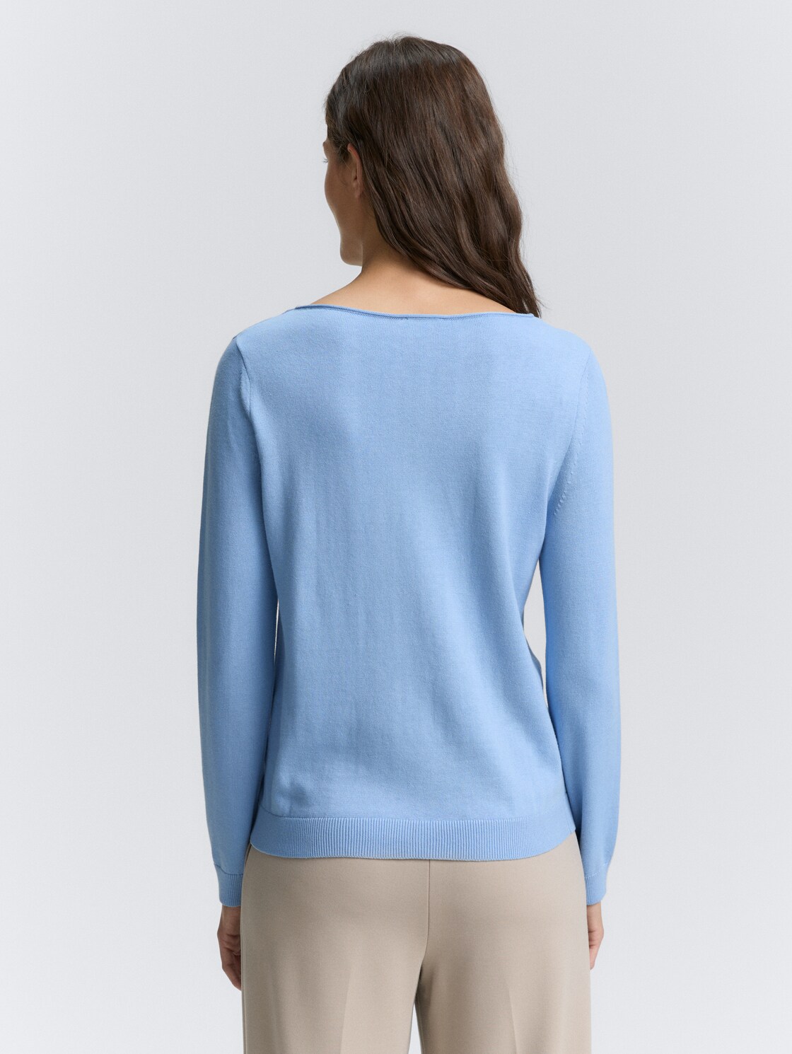Thumbnail - TOM TAILOR Damen Strickpullover mit U-Boot-Ausschnitt, blau, Uni, Gr. S