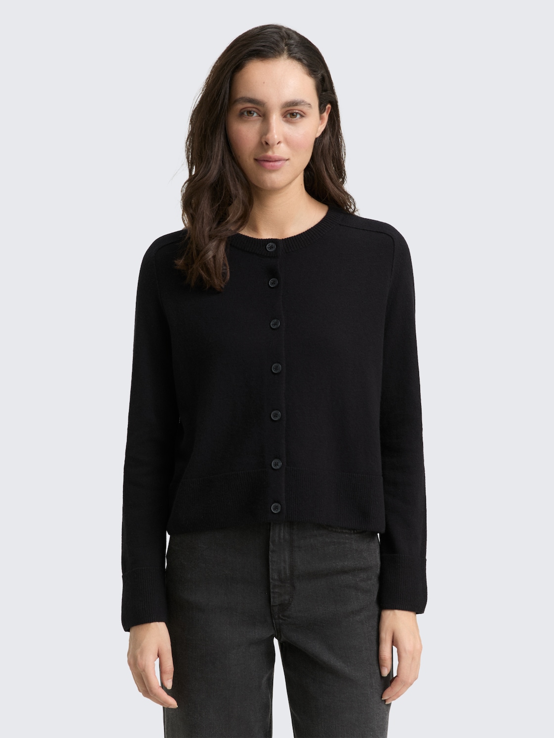 Thumbnail - TOM TAILOR Damen Cardigan mit Kaschmir-Anteil, schwarz, Uni, Gr. XL