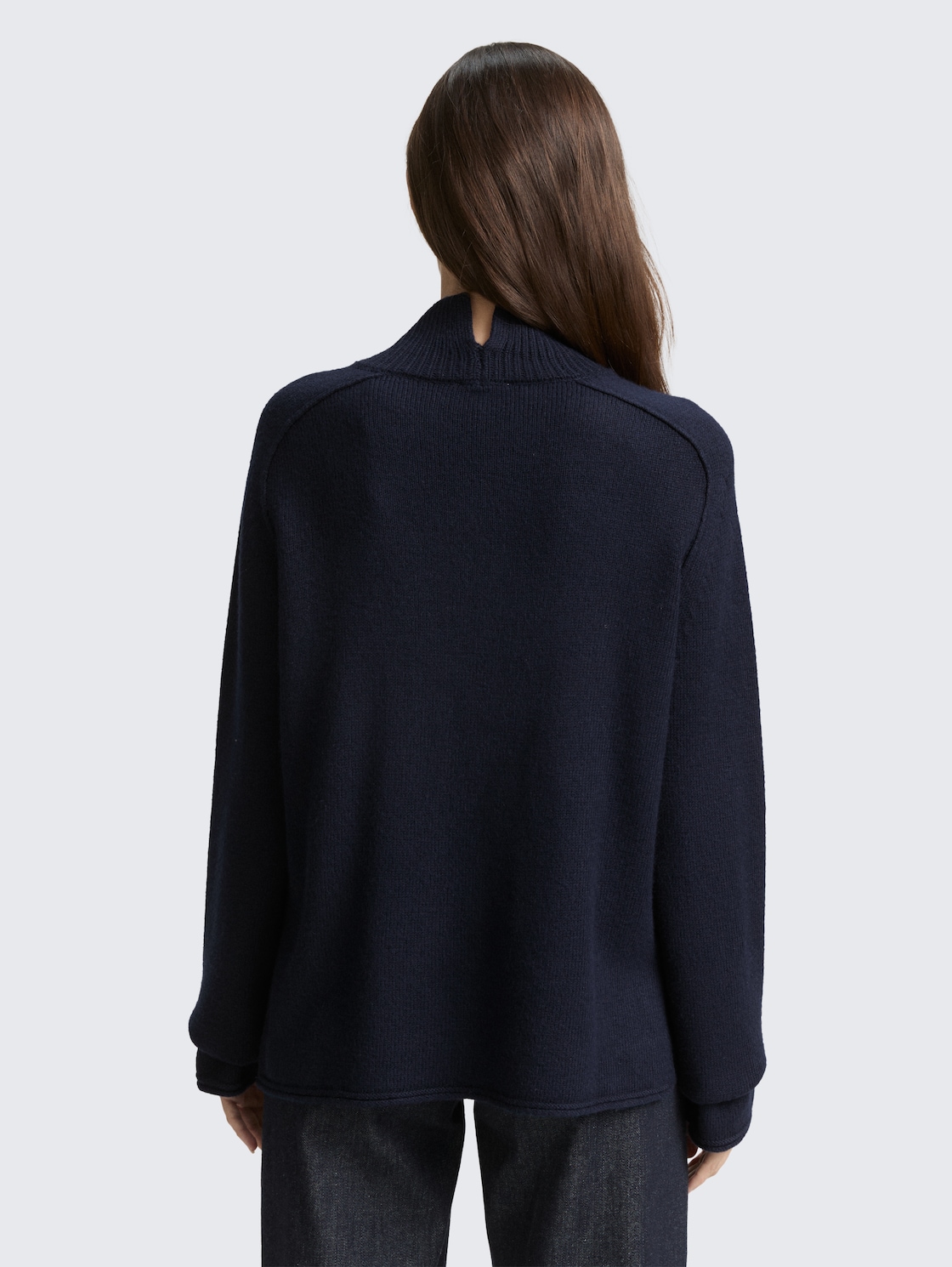 Thumbnail - TOM TAILOR Damen Loose Fit Strickpullover mit Stehkragen, blau, Uni, Gr. M