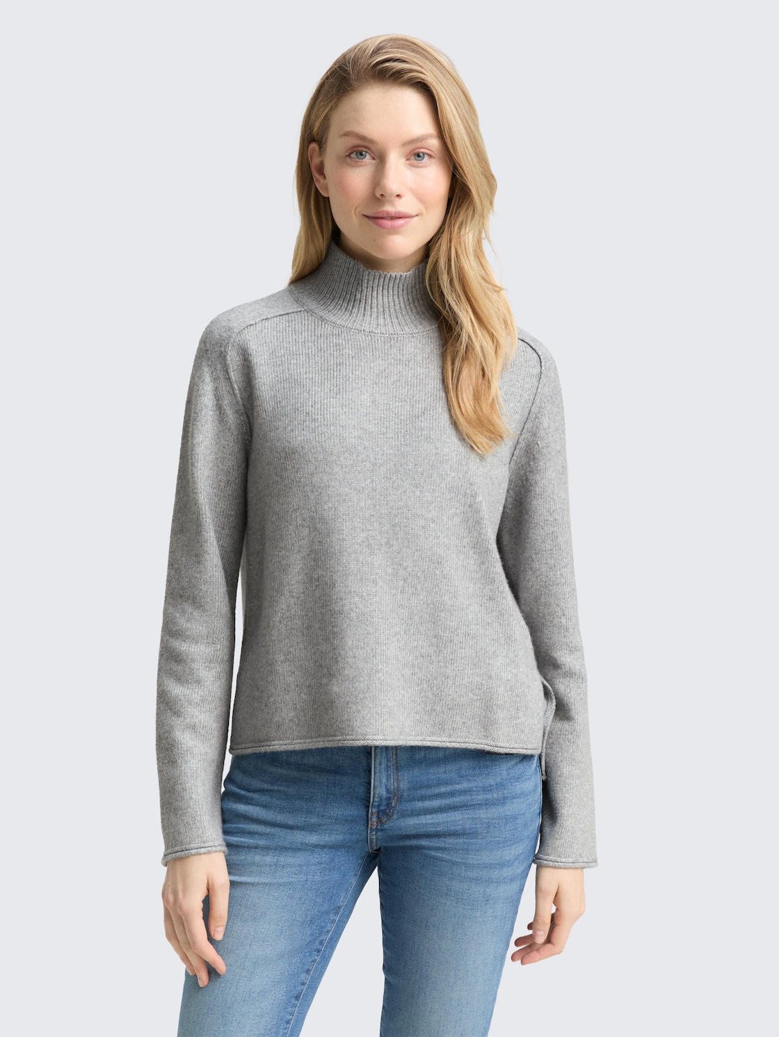 Thumbnail - TOM TAILOR Damen Loose Fit Strickpullover mit Stehkragen, bunt, Meliert, Gr. XL