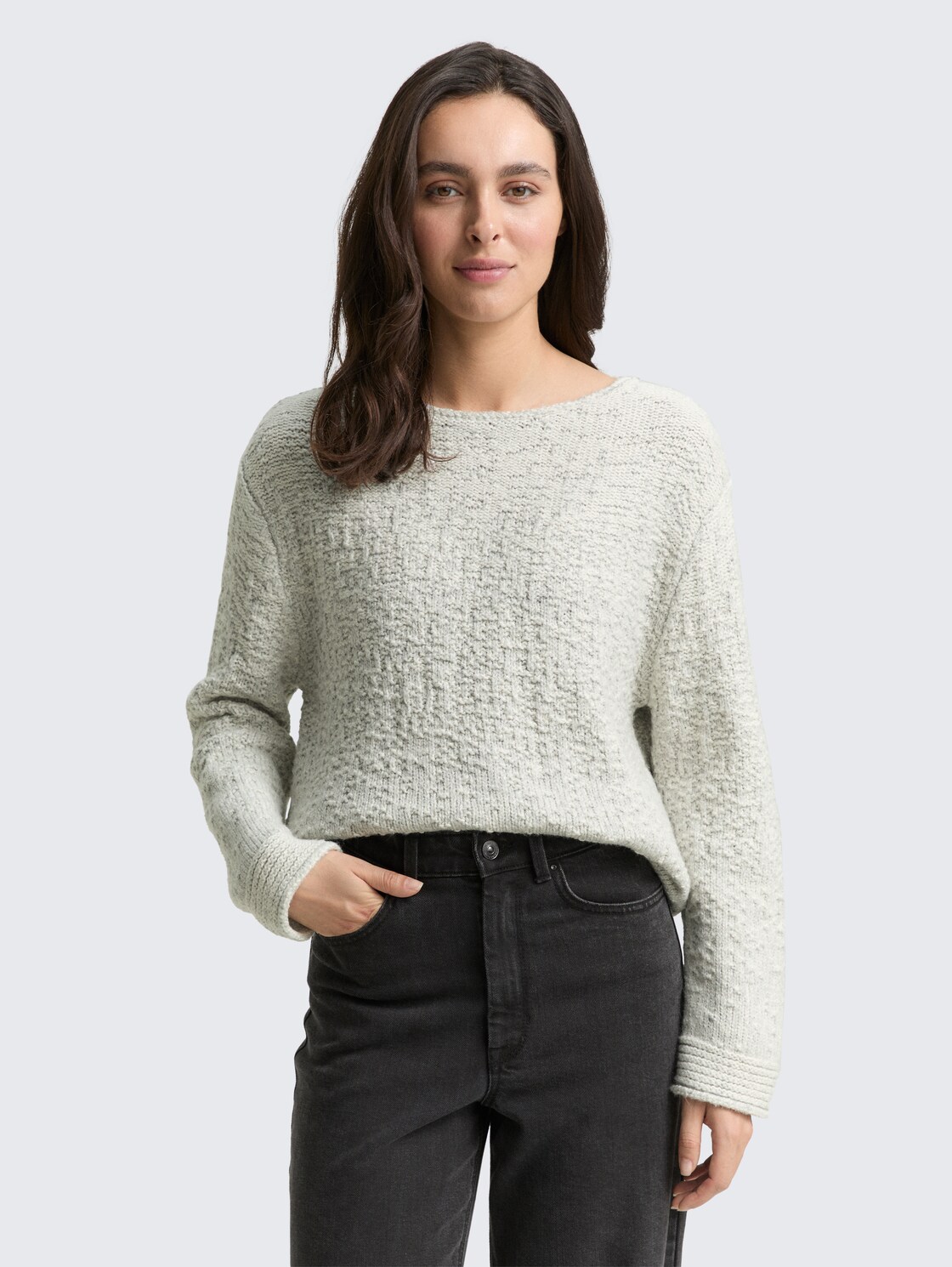 Thumbnail - TOM TAILOR Damen Strickpullover mit Struktur, schwarz, Farbverlauf, Gr. M