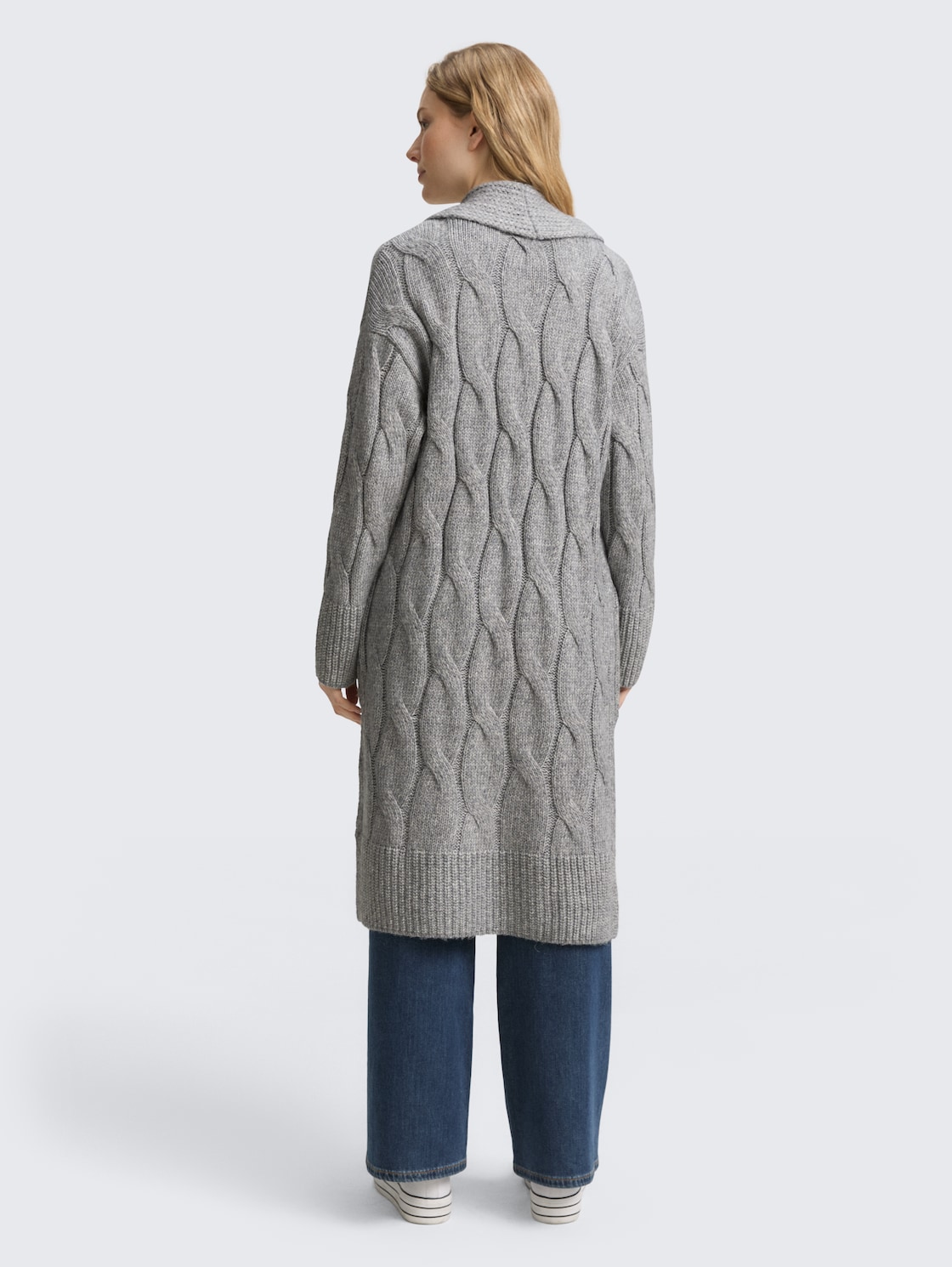 Thumbnail - TOM TAILOR Damen Loose Fit Cardigan mit Zopfmuster, grau, Meliert, Gr. M
