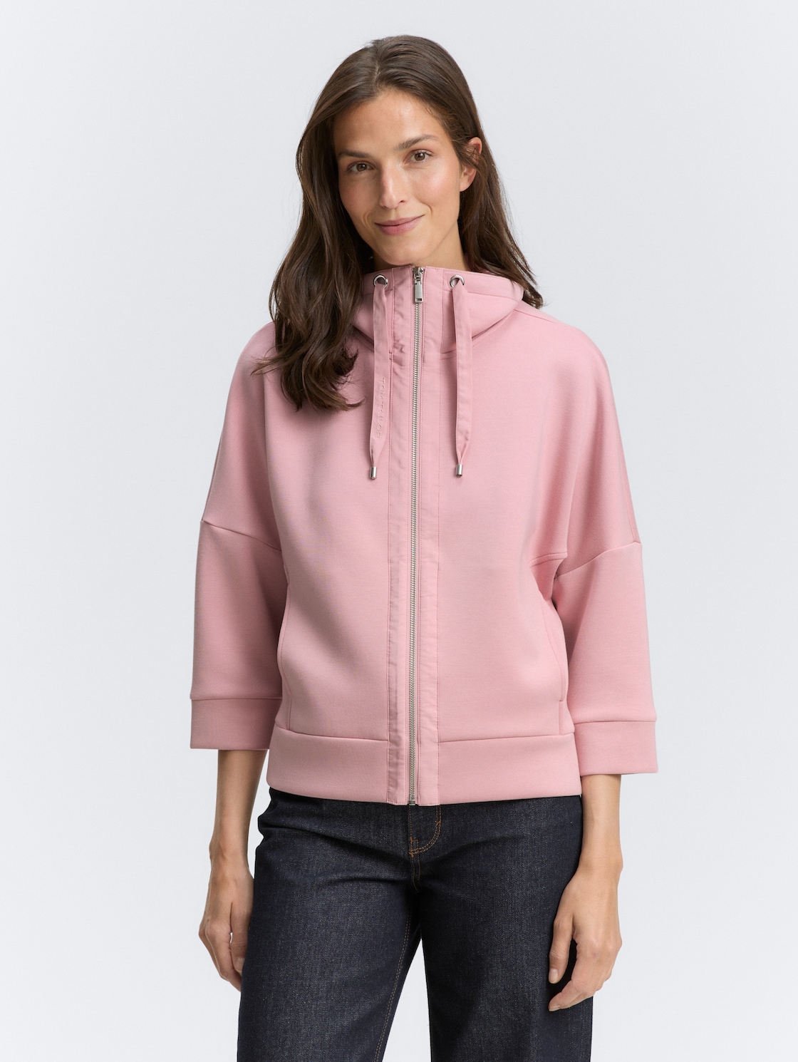 Thumbnail - TOM TAILOR Damen Boxy Fit Scuba Sweatjacke, rosa, Uni, Gr. S