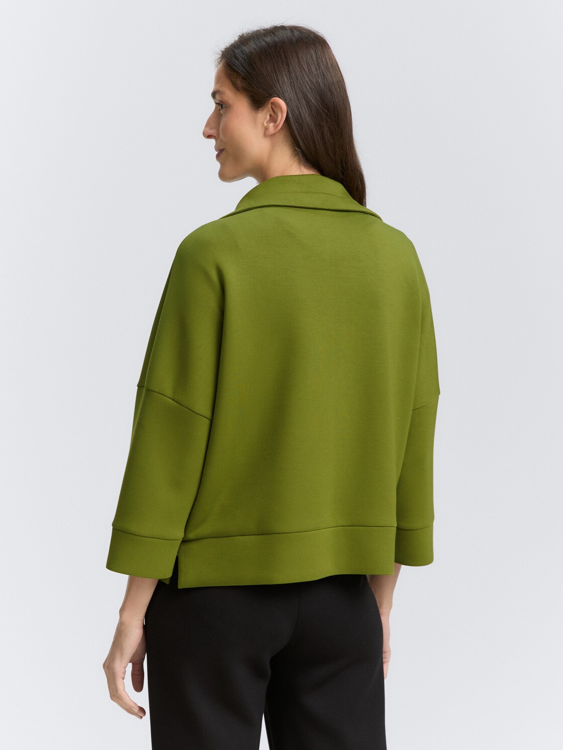 Thumbnail - TOM TAILOR Damen Boxy Fit Scuba Sweatjacke, grün, Uni, Gr. S