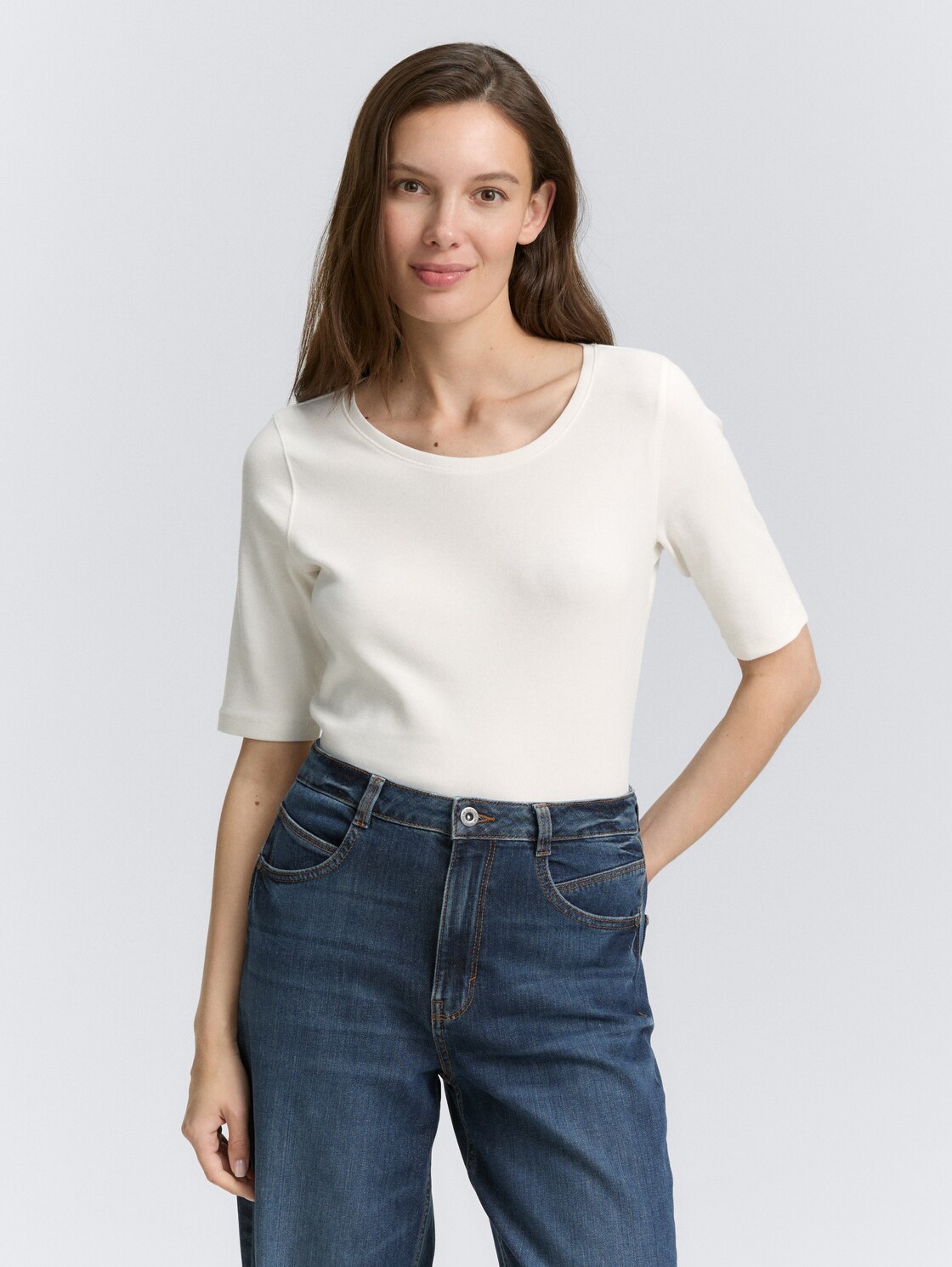 Thumbnail - TOM TAILOR Damen Basic T-Shirt, weiß, Uni, Gr. XS