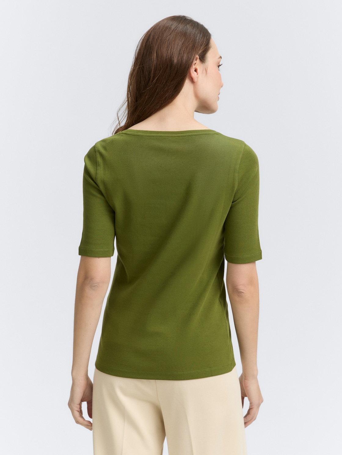 Thumbnail - TOM TAILOR Damen Basic T-Shirt, grün, Uni, Gr. S