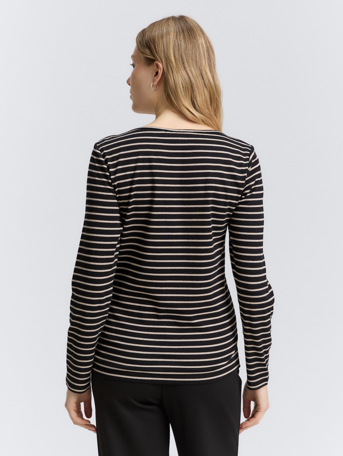 Thumbnail - TOM TAILOR Damen Langarmshirt mit Streifenmuster, schwarz, Gestreift, Gr. L