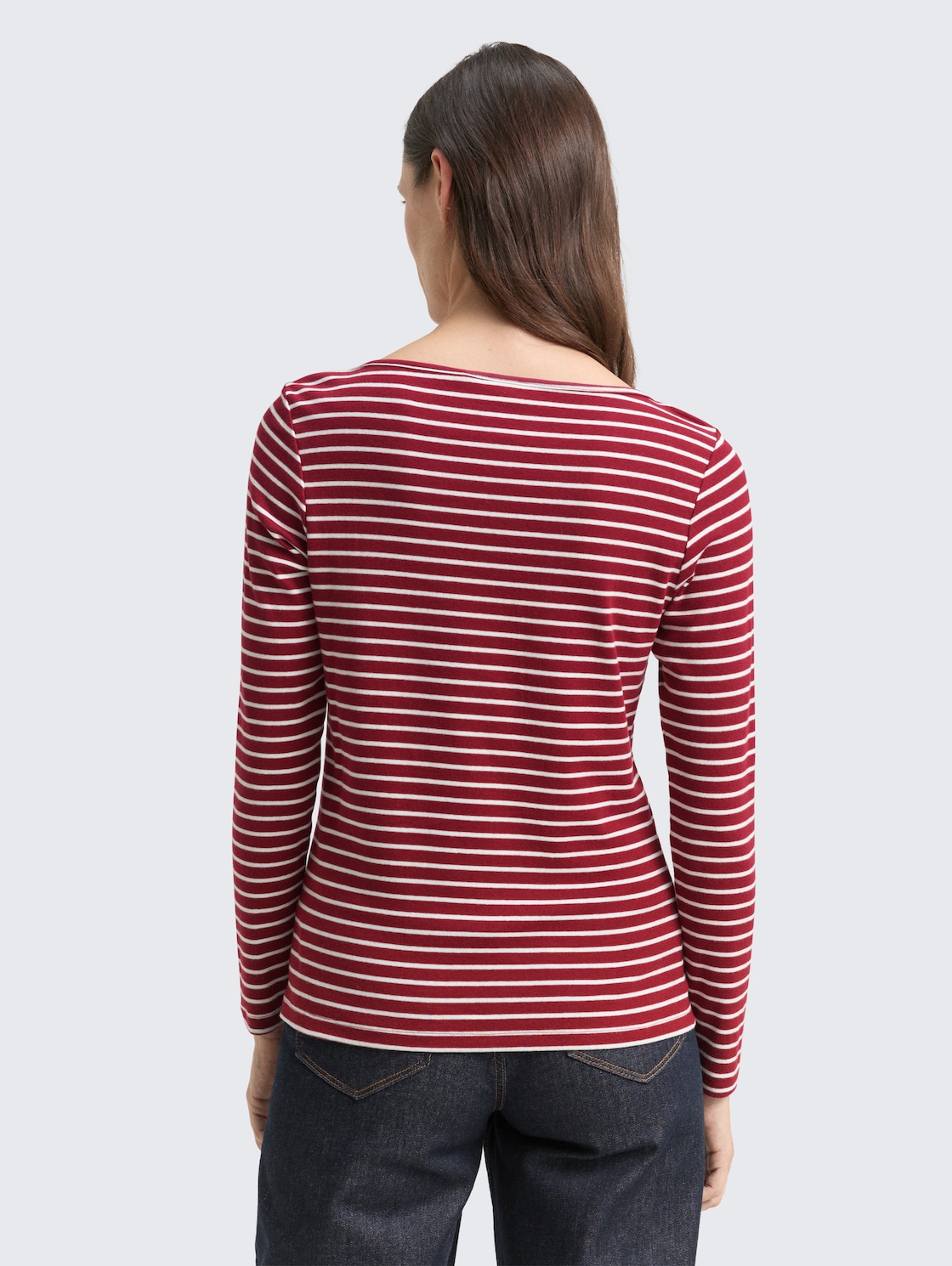 Thumbnail - TOM TAILOR Damen Langarmshirt mit Streifenmuster, rot, Gestreift, Gr. S