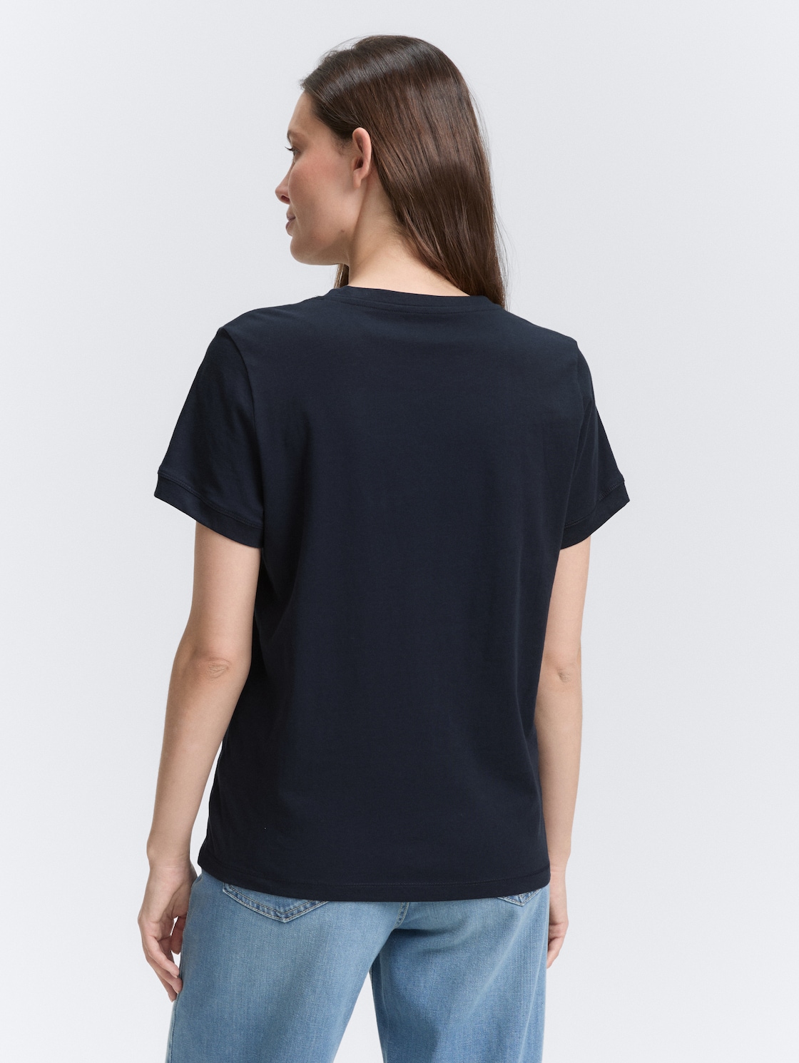 Thumbnail - TOM TAILOR Damen T-Shirt mit Logo-Print, blau, Uni, Gr. XL