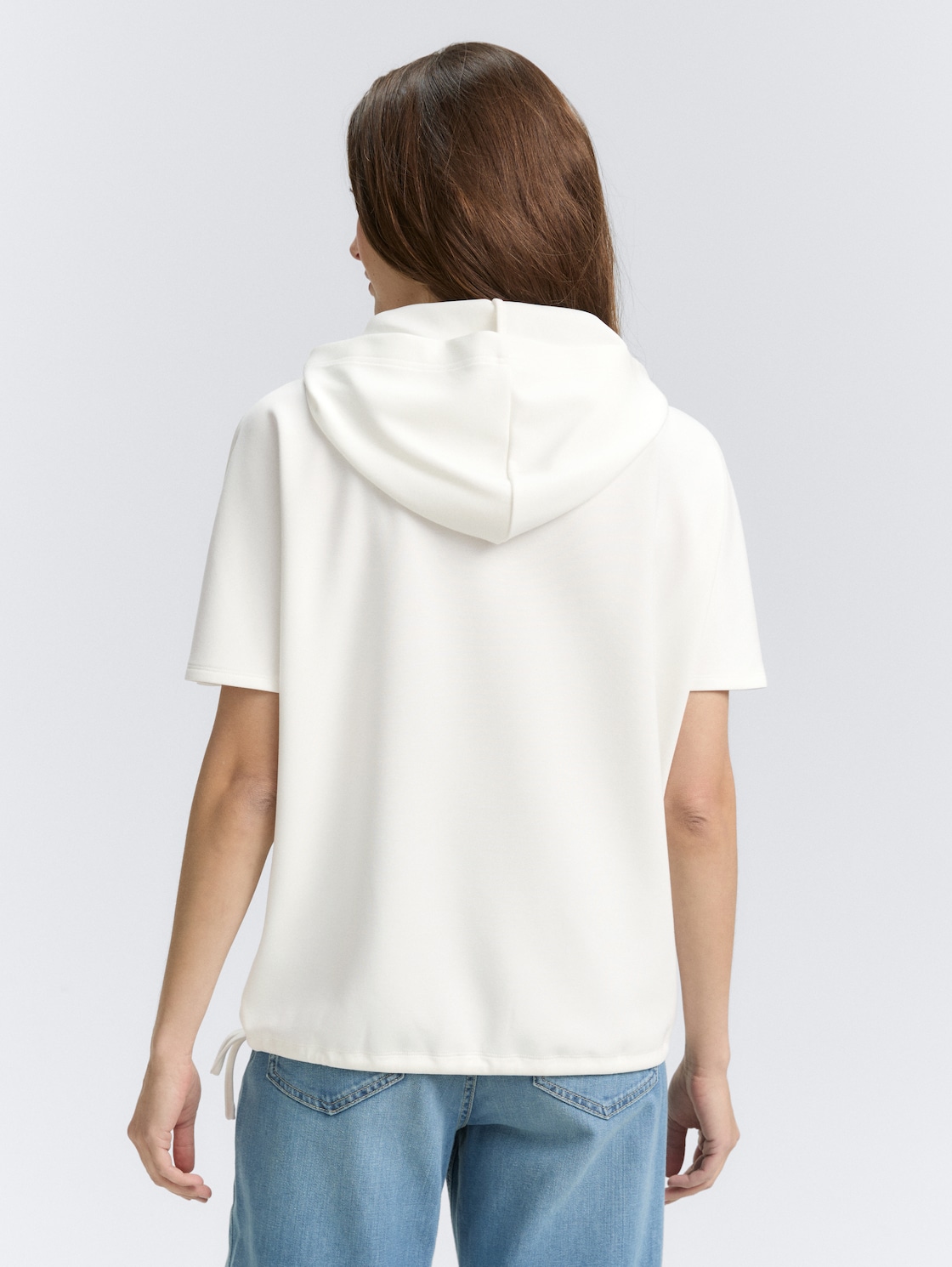 Thumbnail - TOM TAILOR Damen T-Shirt mit Kapuze, weiß, Uni, Gr. M