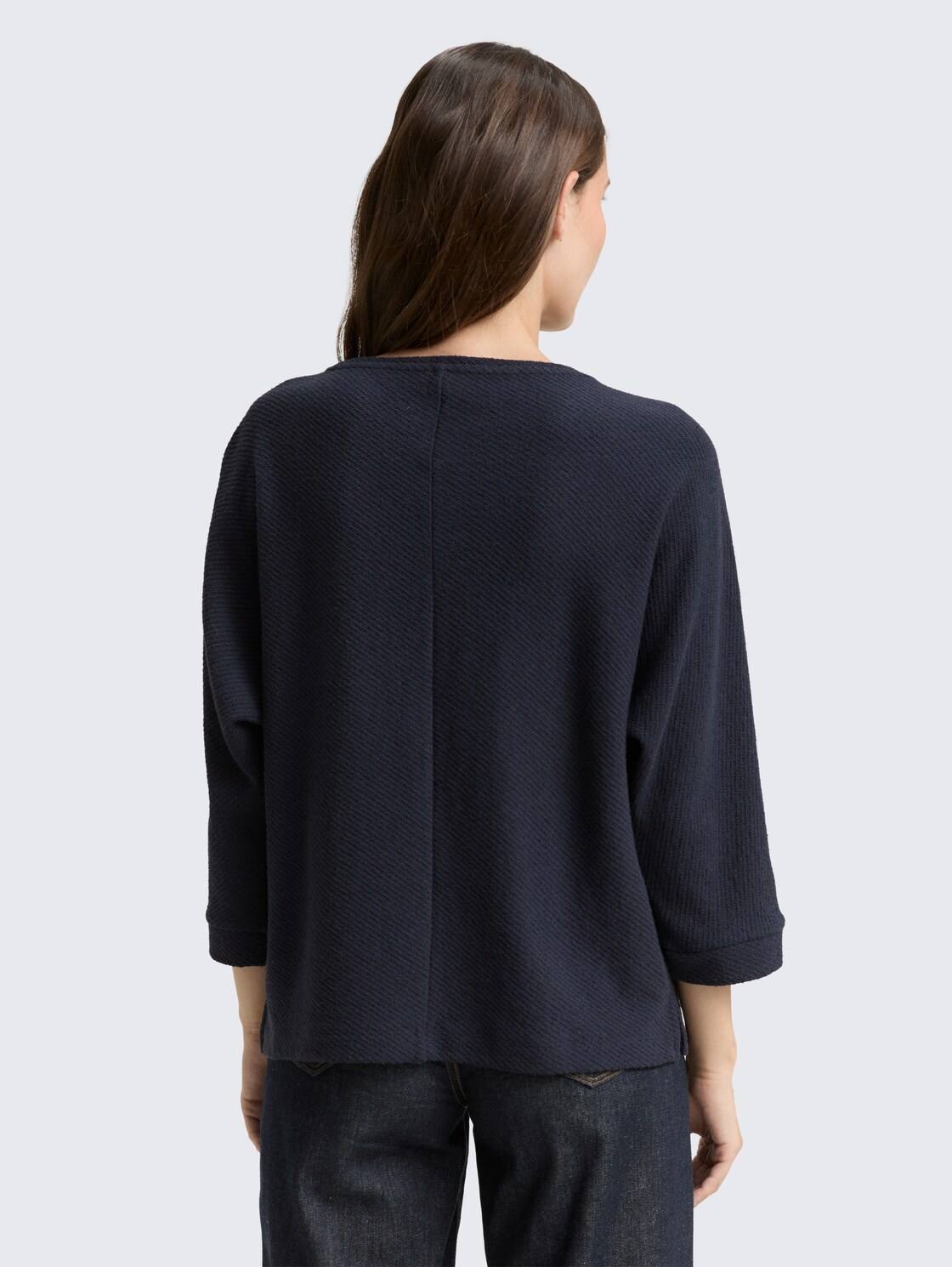 Thumbnail - TOM TAILOR Damen Loose Fit Langarmshirt mit Fledermausärmeln, blau, Uni, Gr. L
