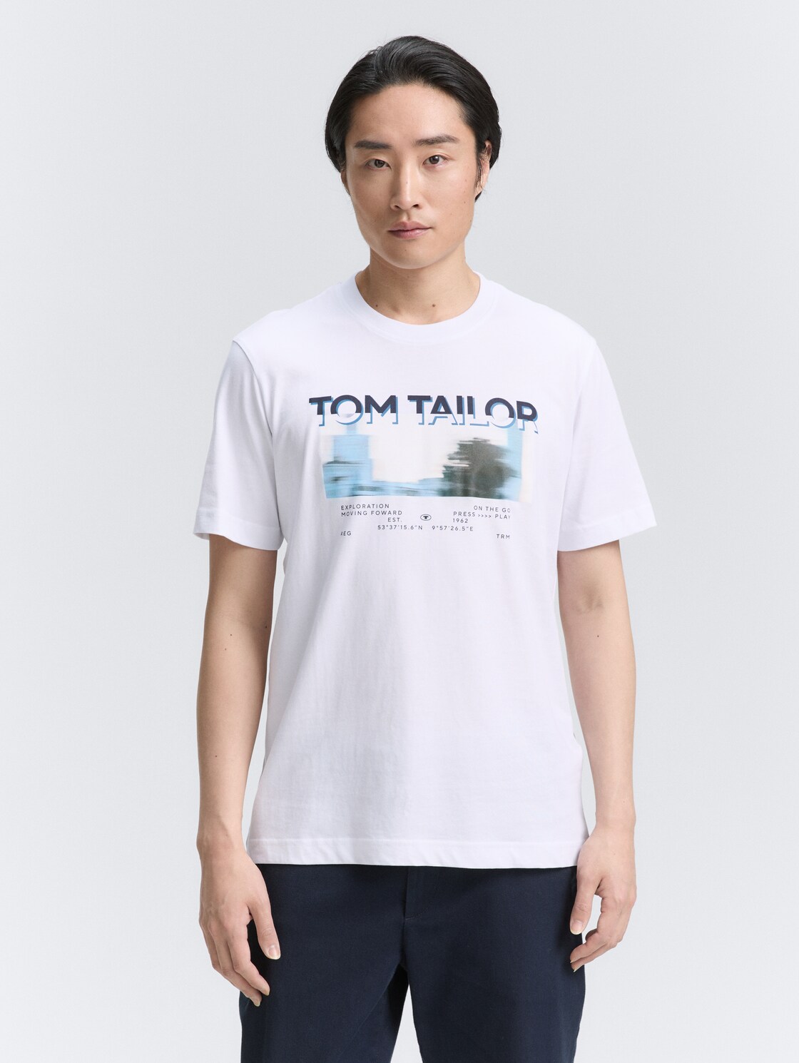 Thumbnail - TOM TAILOR Herren T-Shirt mit Fotoprint, weiß, Logo Print, Gr. XL