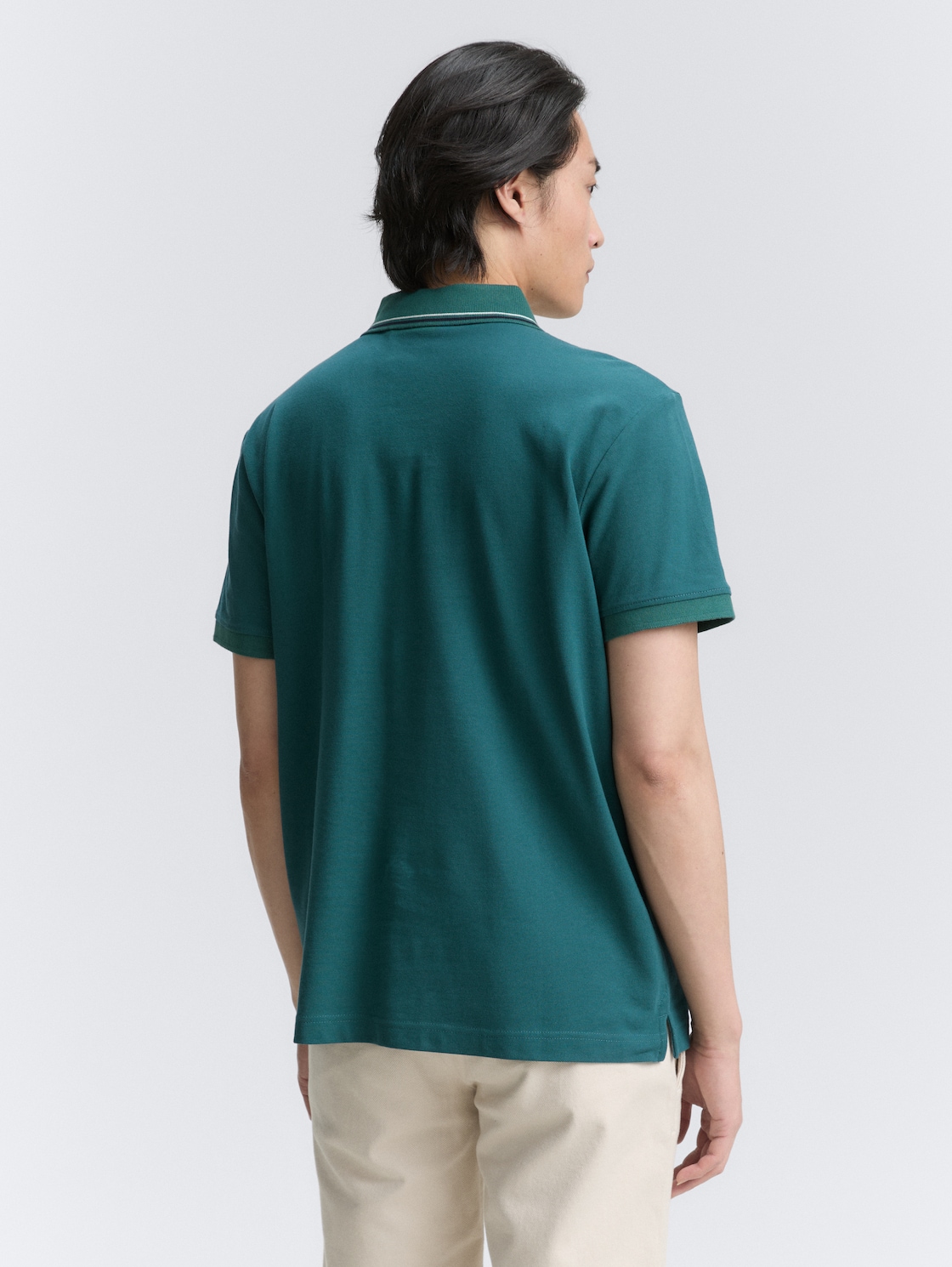 Thumbnail - TOM TAILOR Herren Piqué Poloshirt mit prünt, grün, Uni, Gr. XL