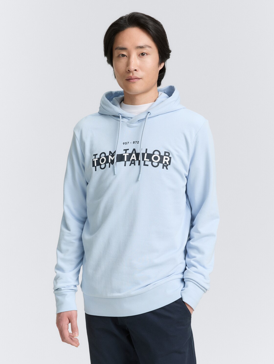 Thumbnail - TOM TAILOR Herren Hoodie Sweatshirt mit Logo-Print, blau, Logo Print, Gr. XL