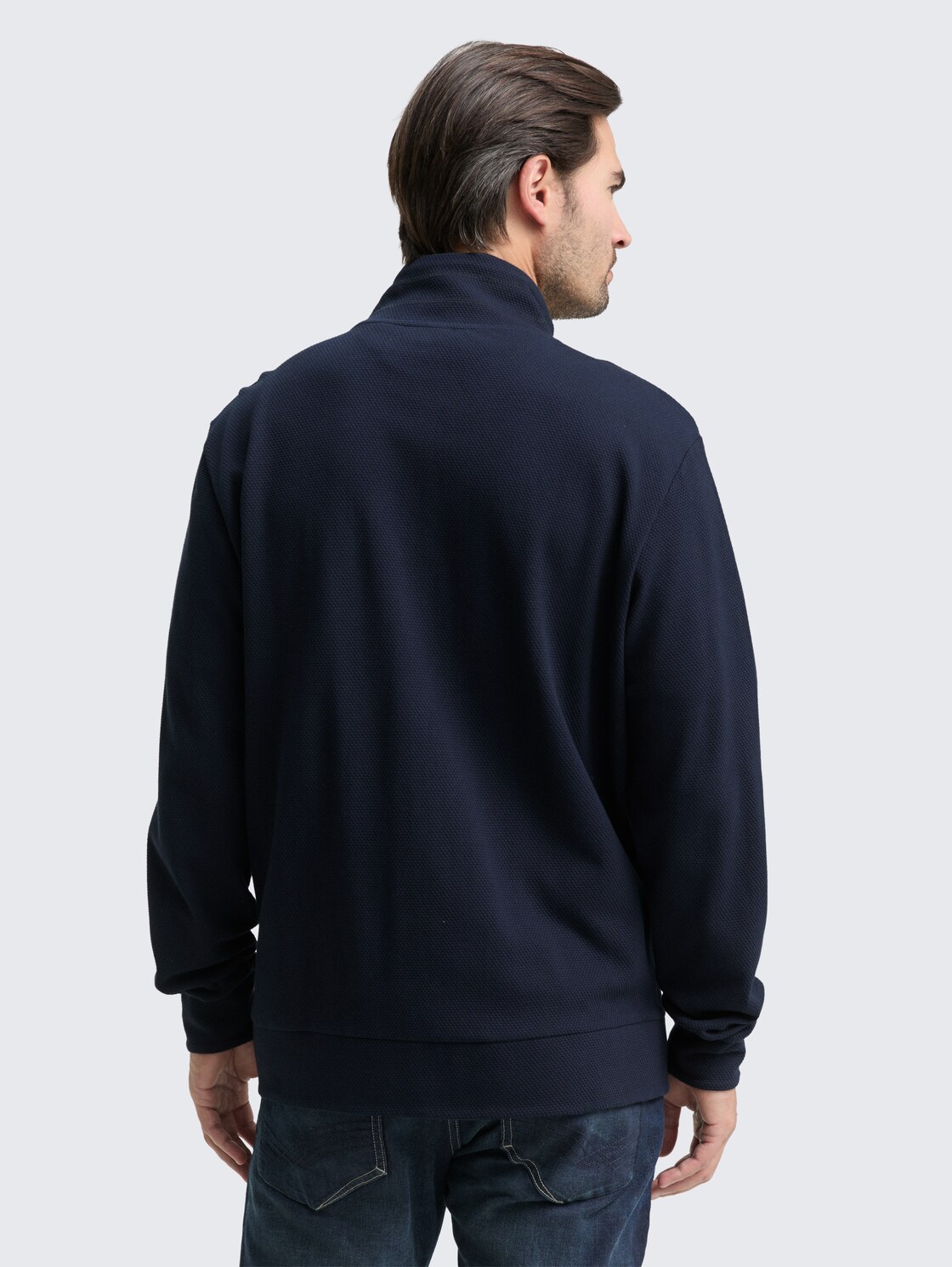 Thumbnail - TOM TAILOR Herren Ultralight Sweatjacke mit Stehkragen, blau, Uni, Gr. S