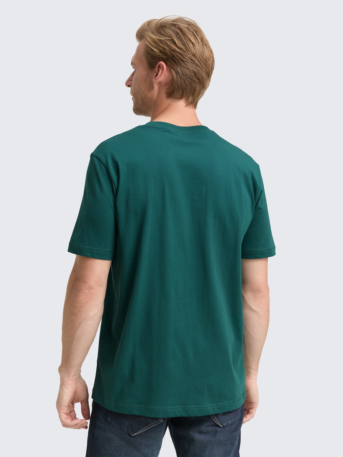 Thumbnail - TOM TAILOR Herren T-Shirt mit Print, grün, Uni, Gr. XXL
