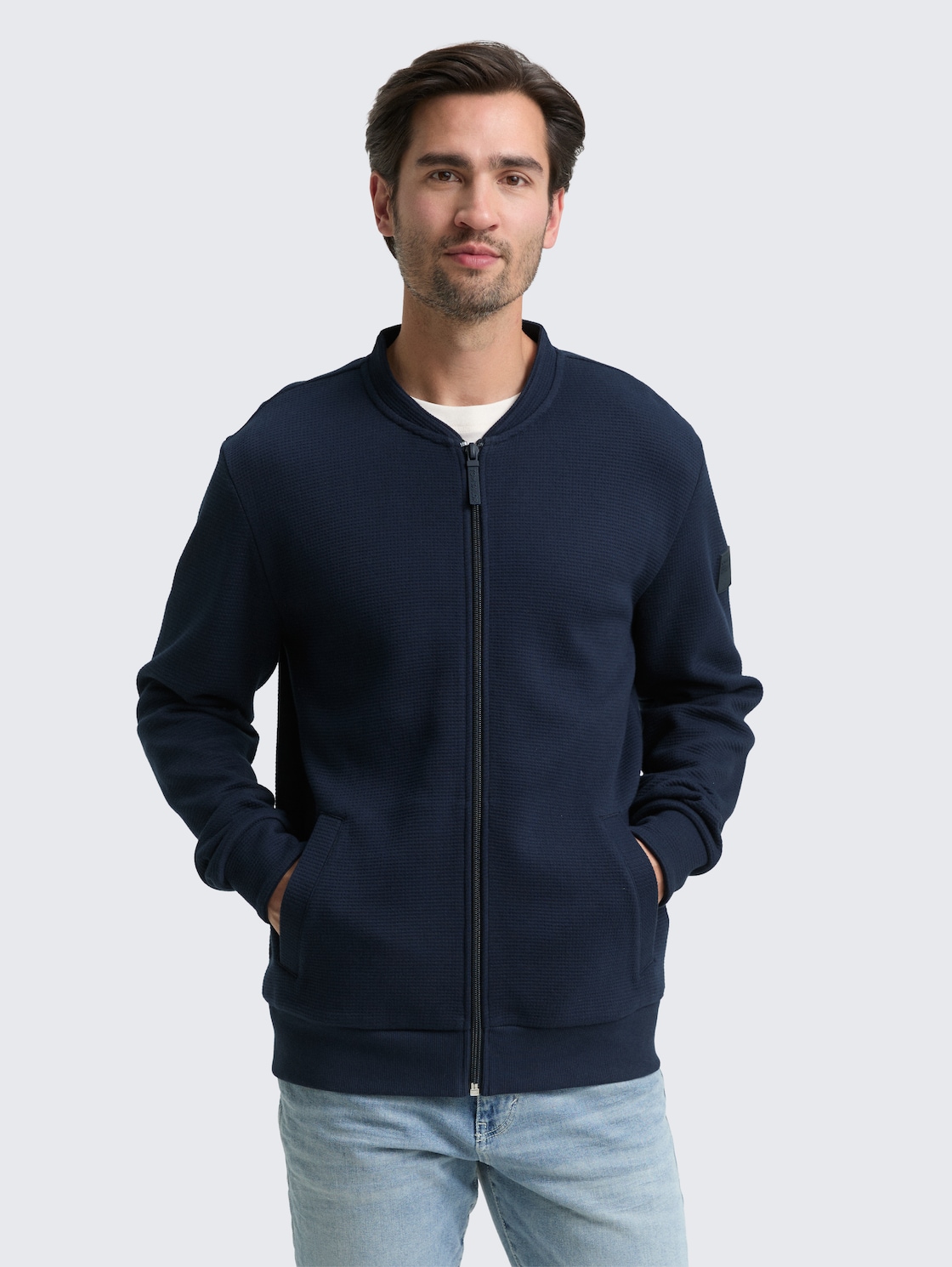 Thumbnail - TOM TAILOR Herren Bomberjacke aus Baumwolle, blau, Uni, Gr. S