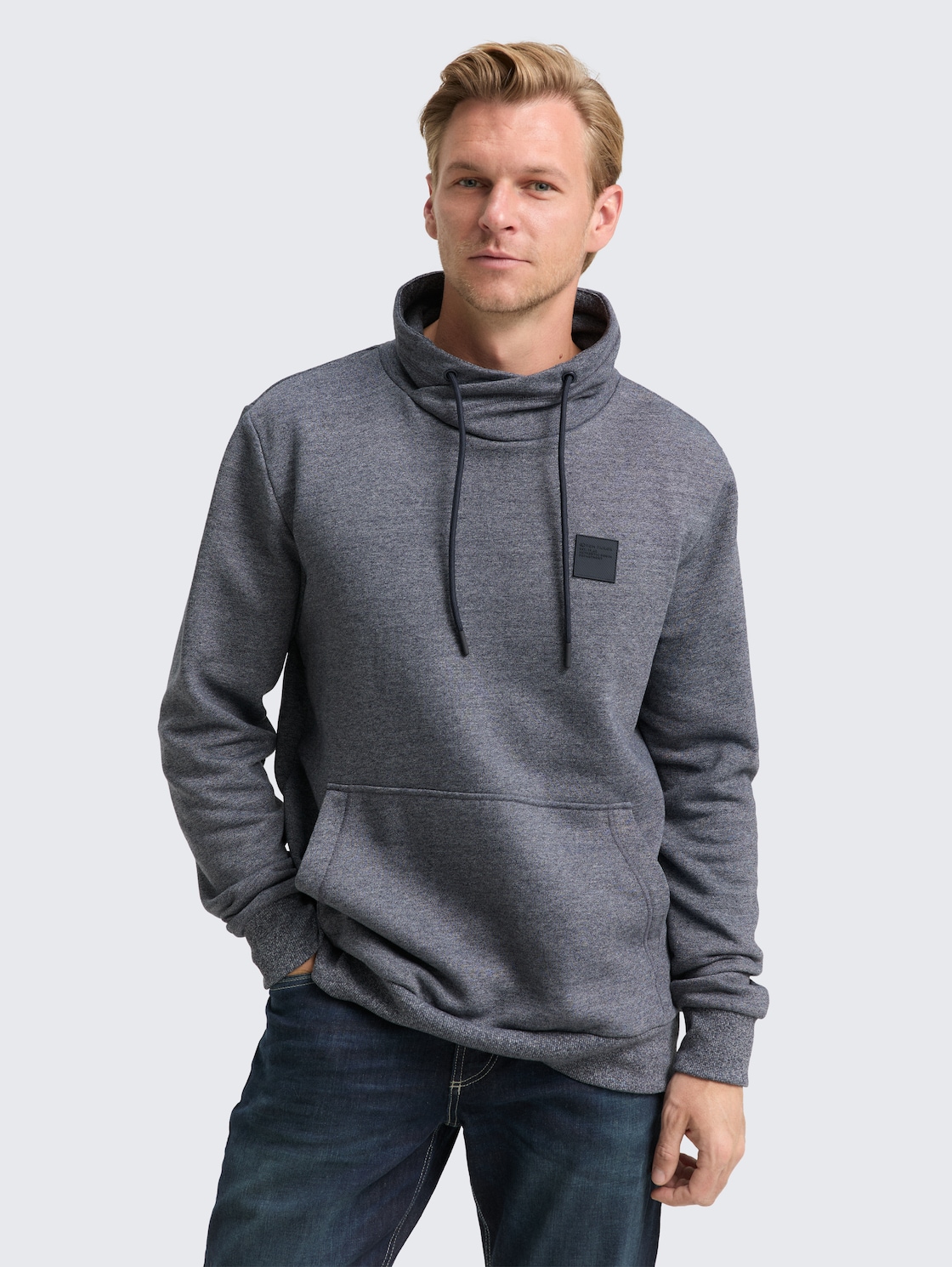 Thumbnail - TOM TAILOR Herren Snood Sweatshirt in Melange-Optik, blau, Meliert, Gr. XXXL