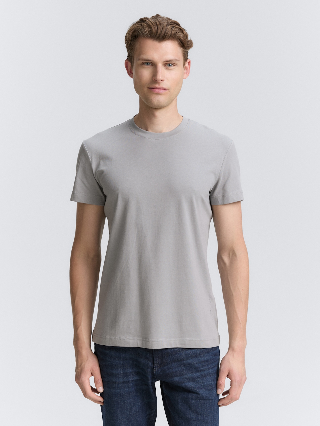 Thumbnail - TOM TAILOR Herren Slim Fit T-Shirt mit Stretch, grau, Uni, Gr. XL