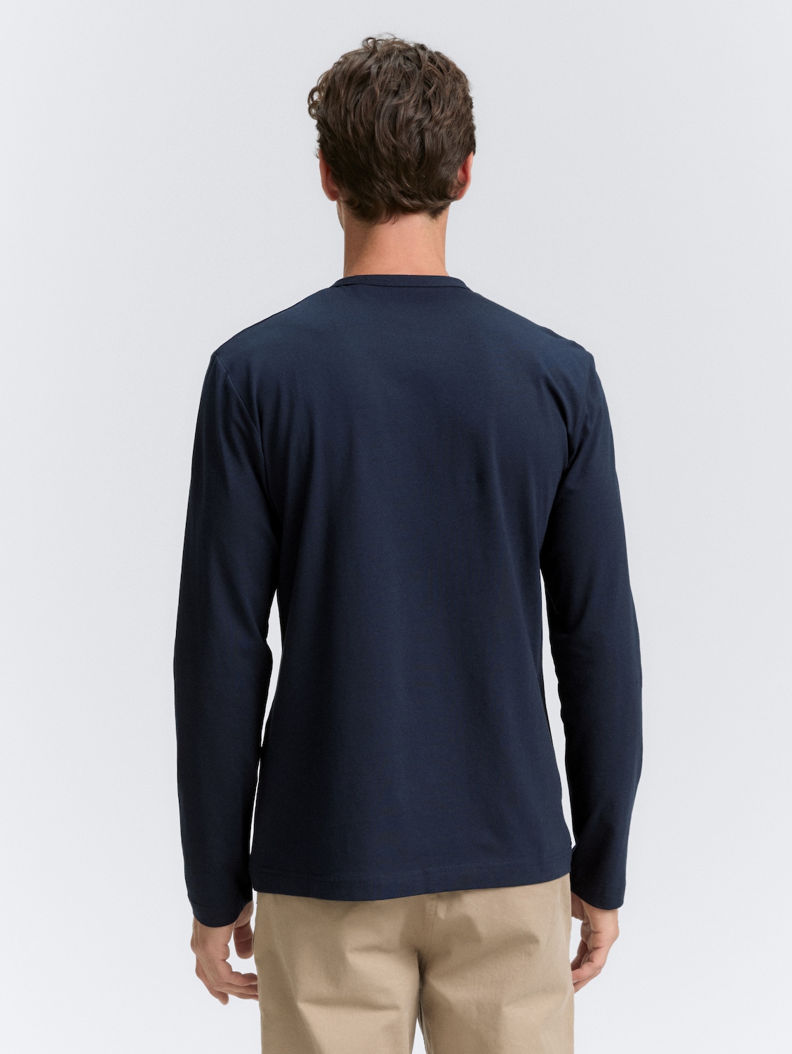 Thumbnail - TOM TAILOR Herren Slim Fit Langarmshirt mit Stretch, blau, Uni, Gr. M