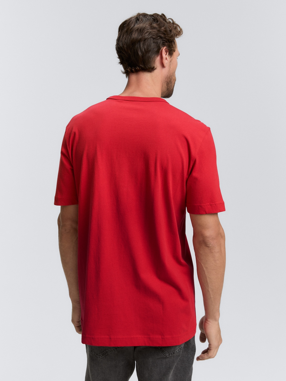 Thumbnail - TOM TAILOR Herren T-Shirt mit Print, rot, Uni, Gr. XXL