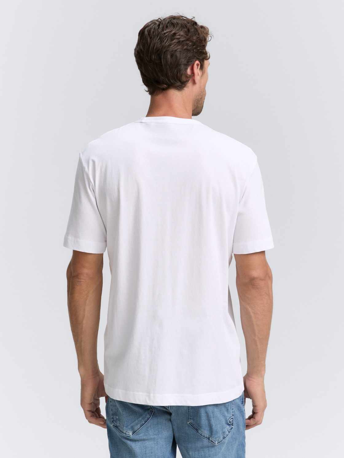 Thumbnail - TOM TAILOR Herren T-Shirt mit Print, weiß, Uni, Gr. M