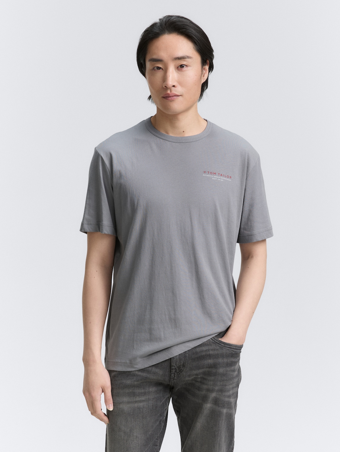 Thumbnail - TOM TAILOR Herren T-Shirt mit Print, grau, Uni, Gr. XXXL