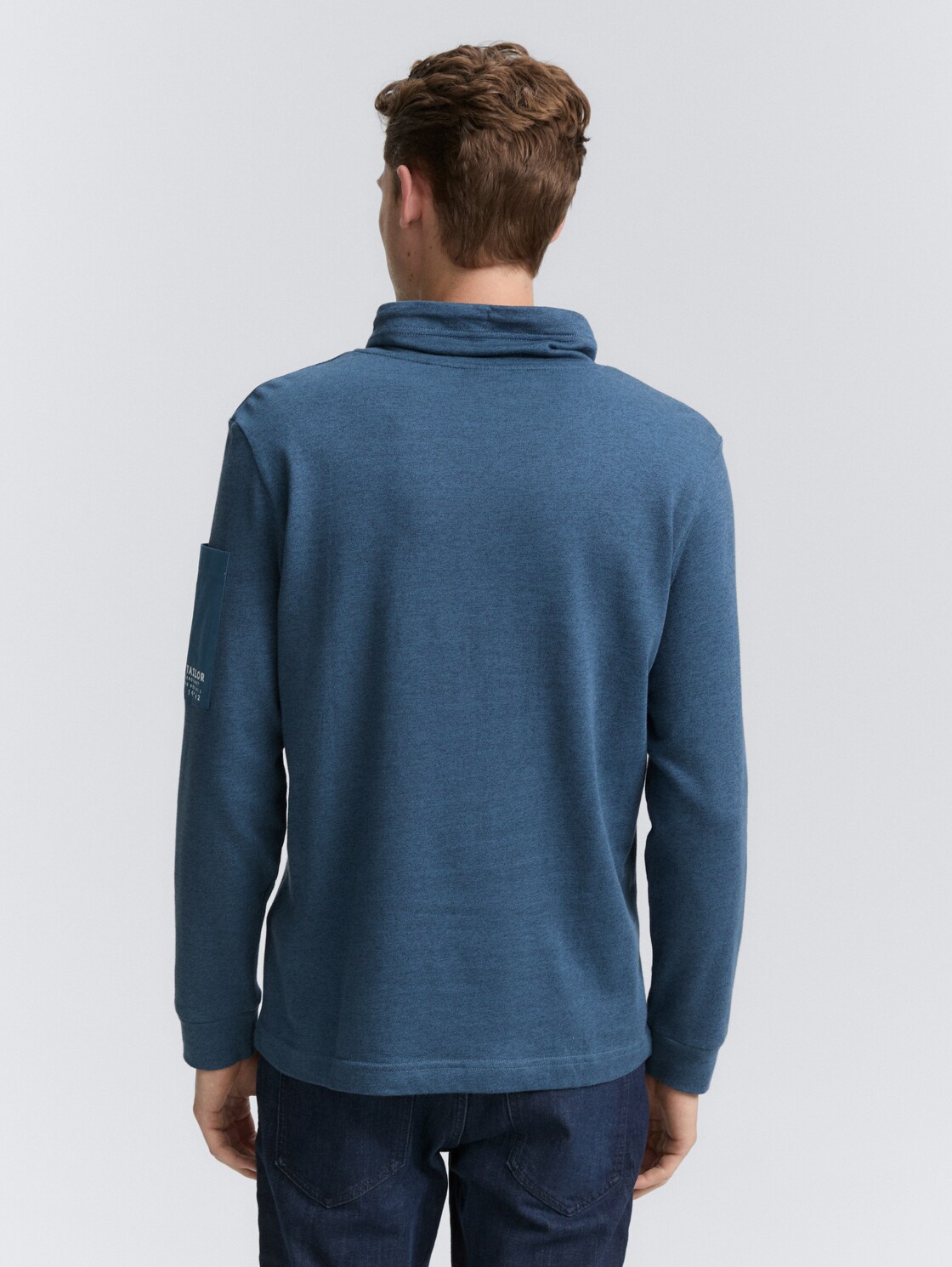 Thumbnail - TOM TAILOR Herren Snood Langarmshirt aus Baumwolle, grün, Meliert, Gr. XL