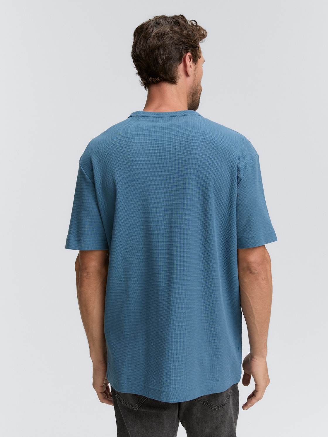 Thumbnail - TOM TAILOR Herren T-Shirt mit Logo-Badge, blau, Uni, Gr. XXXL