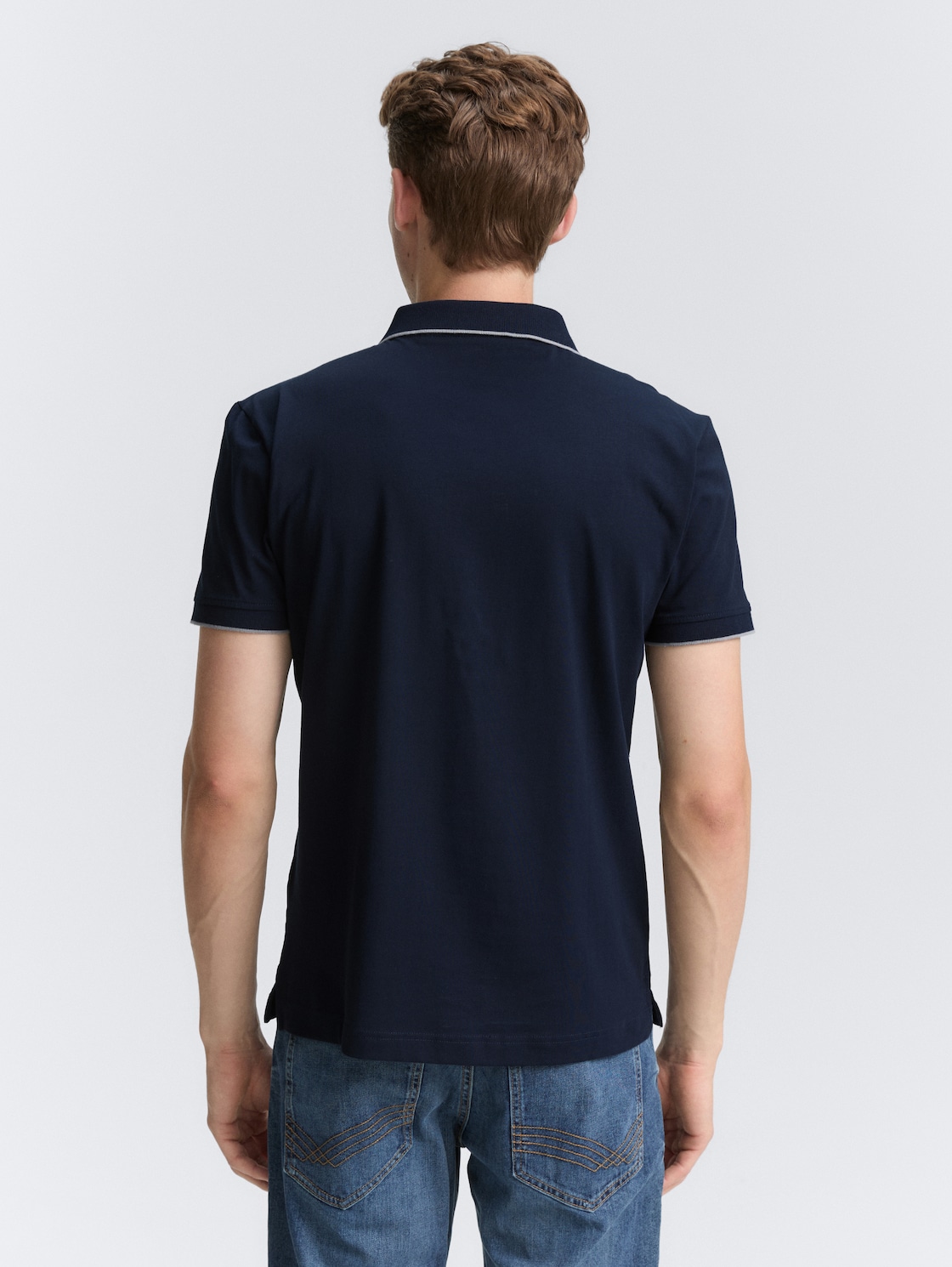 Thumbnail - TOM TAILOR Herren Slim Fit Jersey Poloshirt mit Stretch, blau, Uni, Gr. L