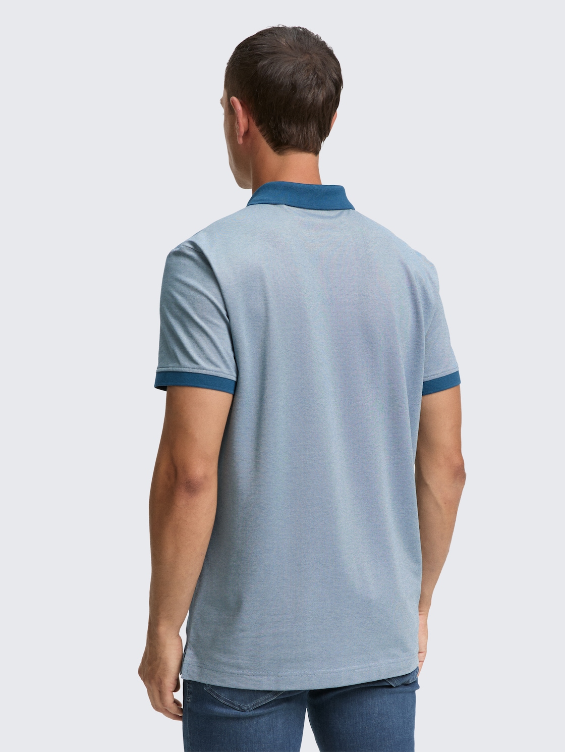 Thumbnail - TOM TAILOR Herren Piqué Poloshirt mit Stretch, blau, Meliert, Gr. XL