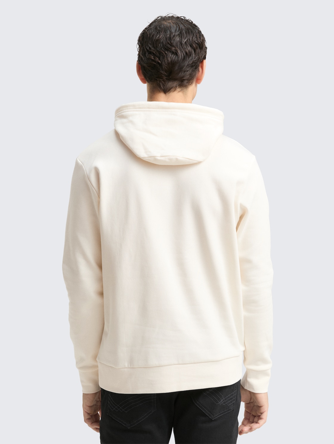 Thumbnail - TOM TAILOR Herren Hoodie Sweatshirt mit Logo-Print, weiß, Uni, Gr. M