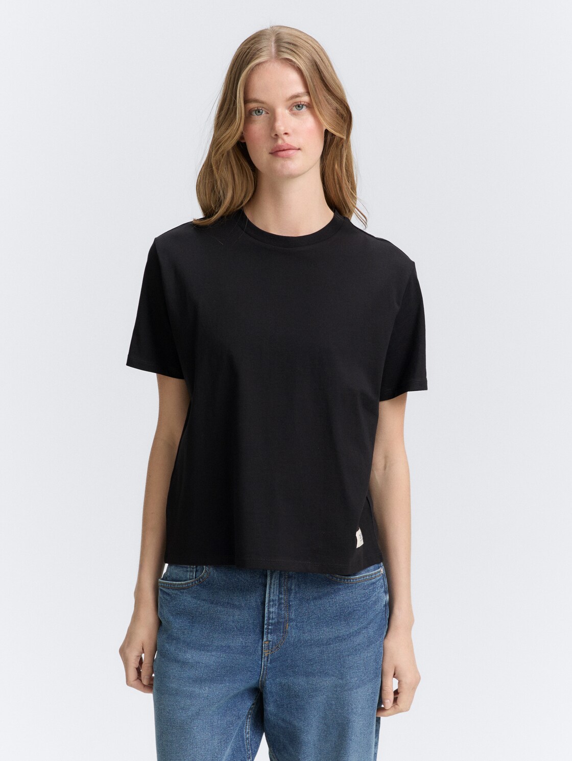 Thumbnail - TOM TAILOR DENIM Damen Boxy Fit T-Shirt, schwarz, Uni, Gr. XL