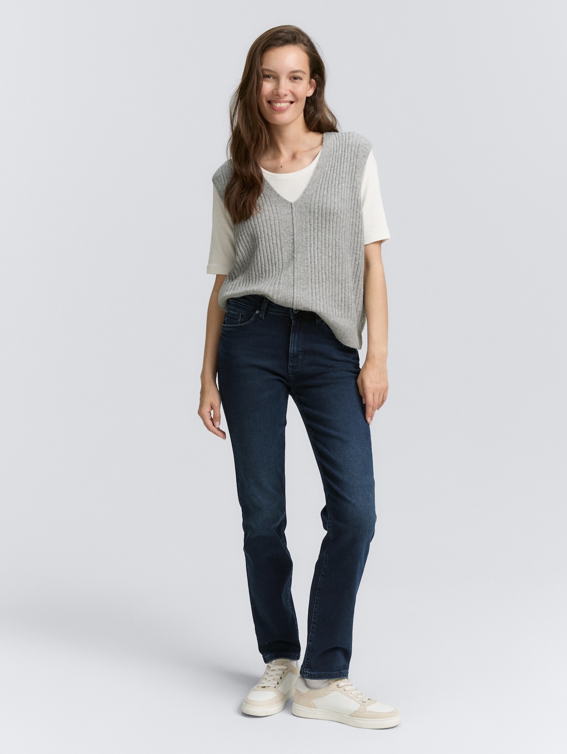 Thumbnail - TOM TAILOR Damen TTELVA STRAIGHT High Waist Jeans, blau, Uni, Gr. 30/32