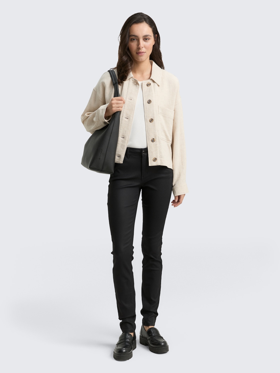 Thumbnail - TOM TAILOR Damen Coated TTLUCIE SKINNY Jeans, schwarz, Uni, Gr. 30/30