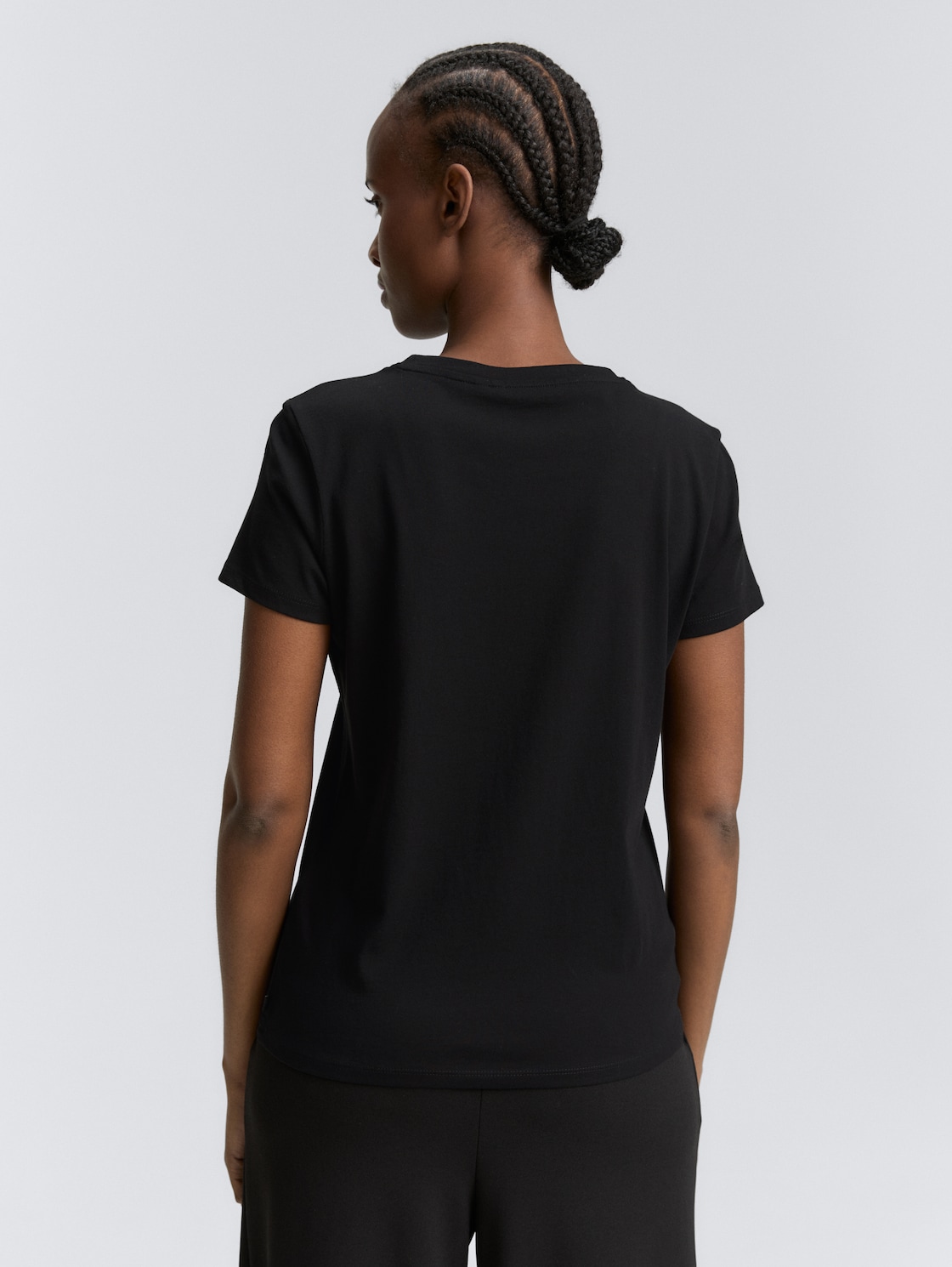 Thumbnail - TOM TAILOR DENIM Damen T-Shirt mit Leo-Print, schwarz, Uni, Gr. XS