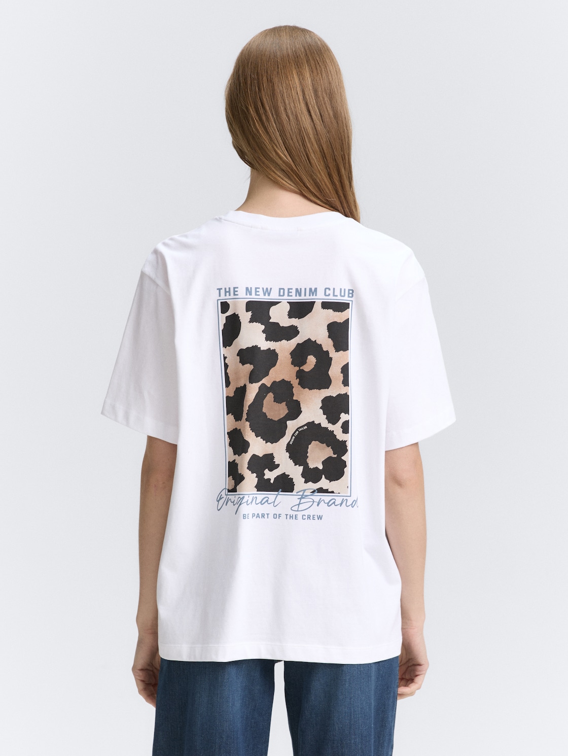 Thumbnail - TOM TAILOR DENIM Damen Oversize T-Shirt mit Rückenprint, weiß, Uni, Gr. M