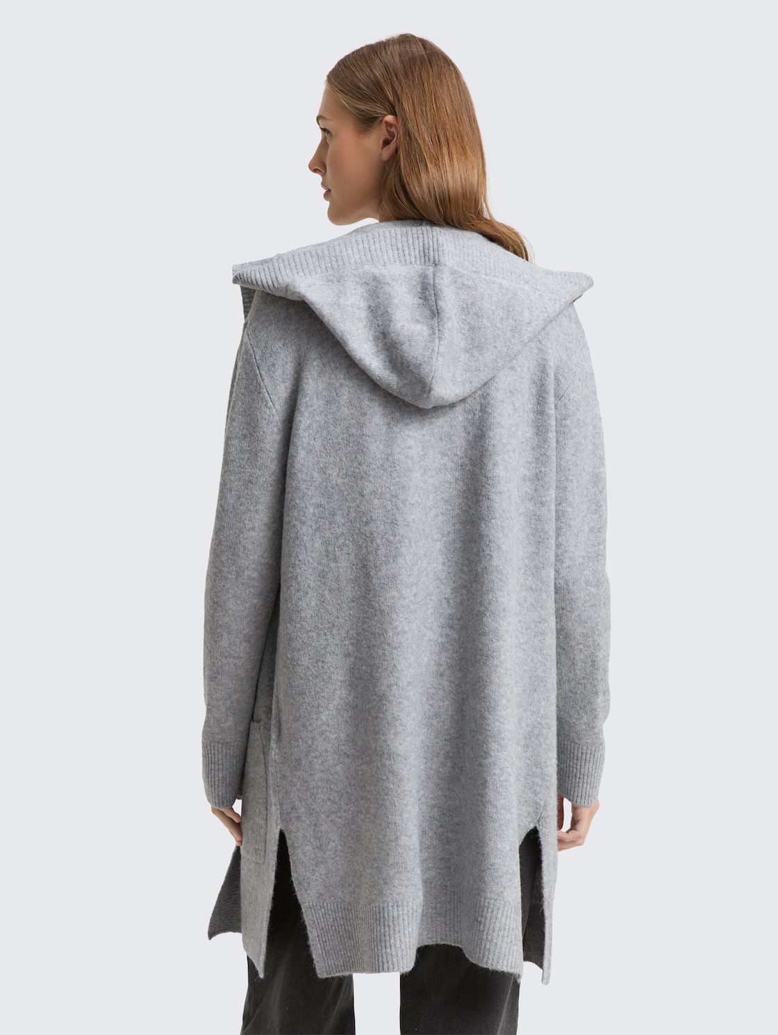 Thumbnail - TOM TAILOR DENIM Damen Cardigan mit Kapuze, grau, Meliert, Gr. S