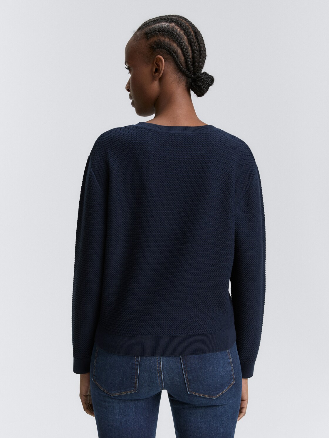 Thumbnail - TOM TAILOR DENIM Damen Strickpullover mit Rundhalsausschnitt, blau, Uni, Gr. XS