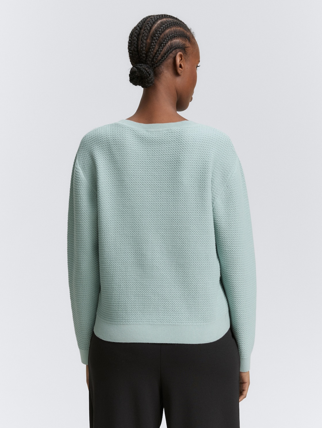 Thumbnail - TOM TAILOR DENIM Damen Strickpullover mit Rundhalsausschnitt, blau, Uni, Gr. XXL