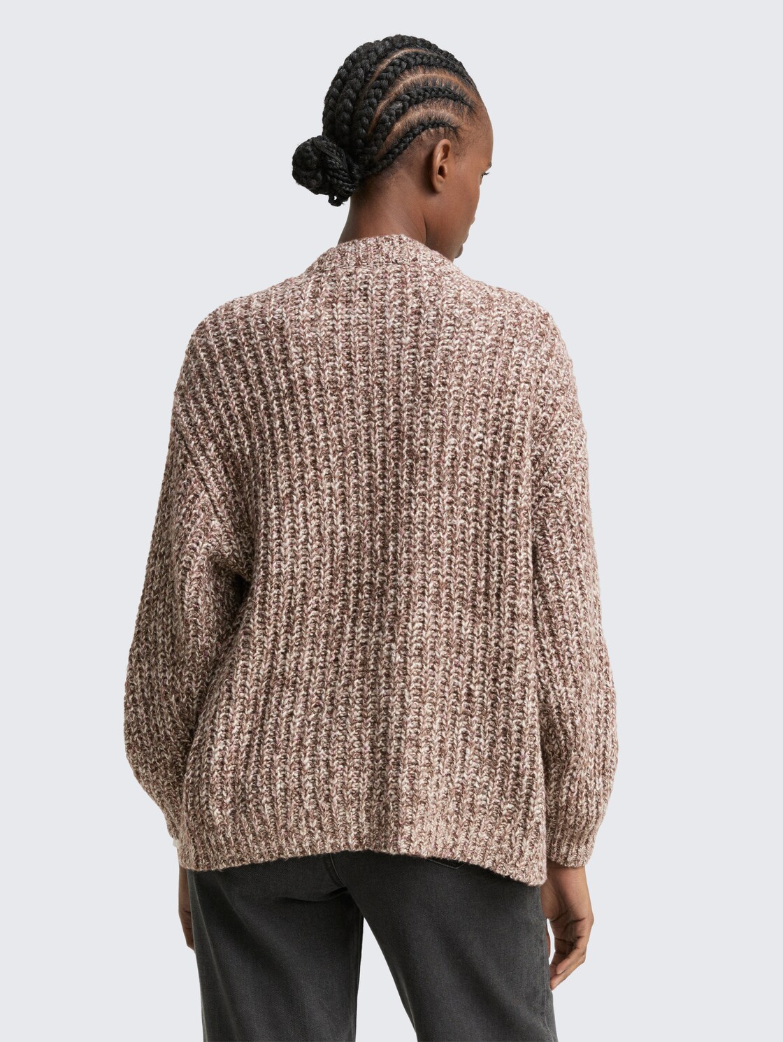 Thumbnail - TOM TAILOR DENIM Damen Relaxed Fit Cardigan in Melange-Optik, braun, Meliert, Gr. S