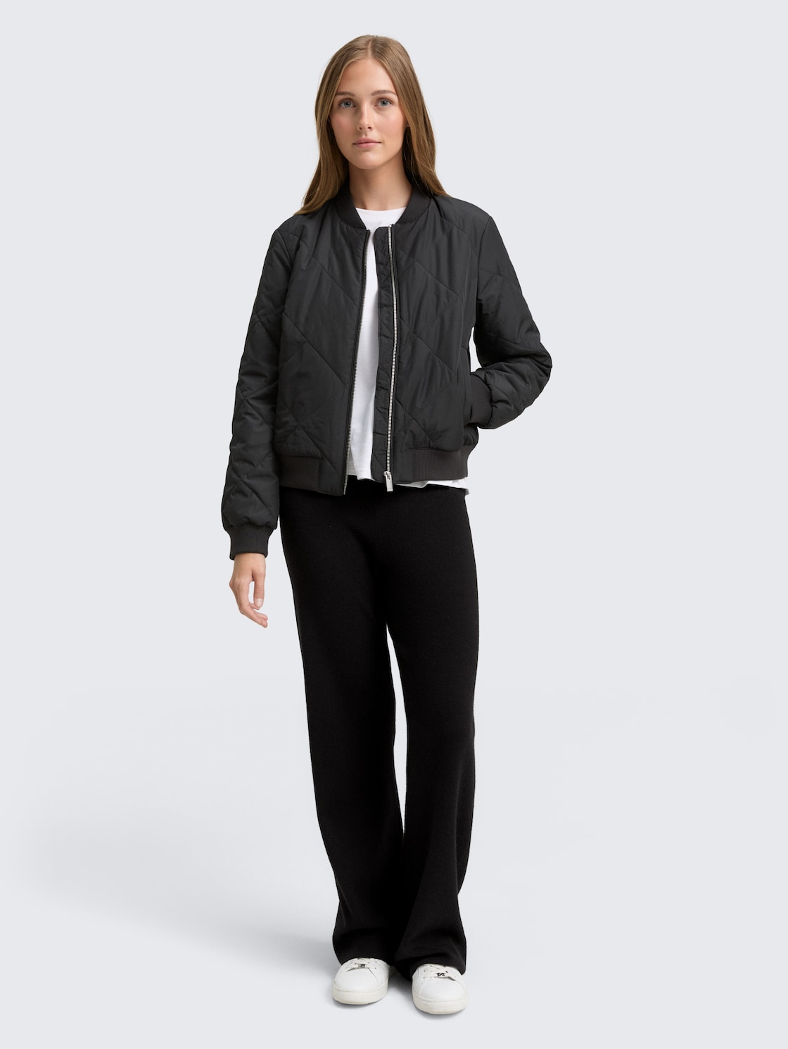Thumbnail - TOM TAILOR DENIM Damen Straight Strickhose, schwarz, Uni, Gr. XL