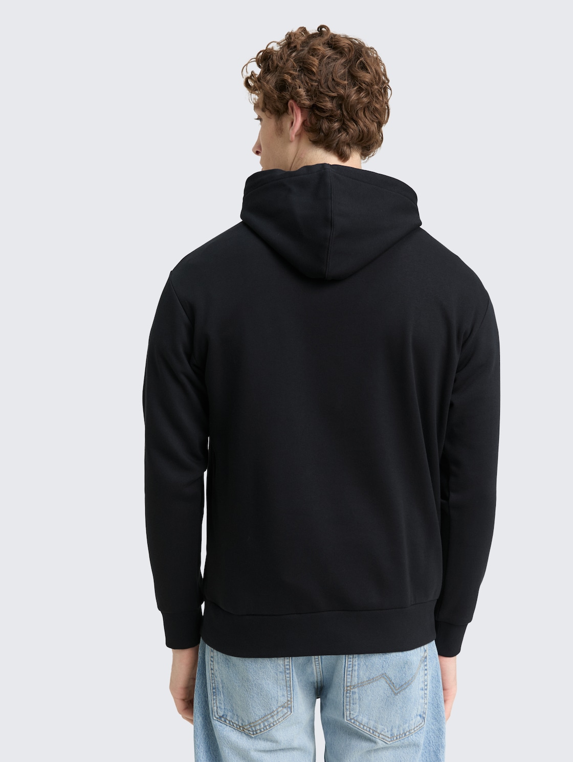 Thumbnail - TOM TAILOR DENIM Herren Hoodie Sweatshirt mit Print, schwarz, Logo Print, Gr. M