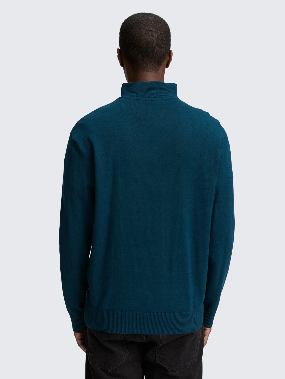 Thumbnail - TOM TAILOR DENIM Herren Troyer Strickpullover aus Baumwolle, grün, Uni, Gr. XL