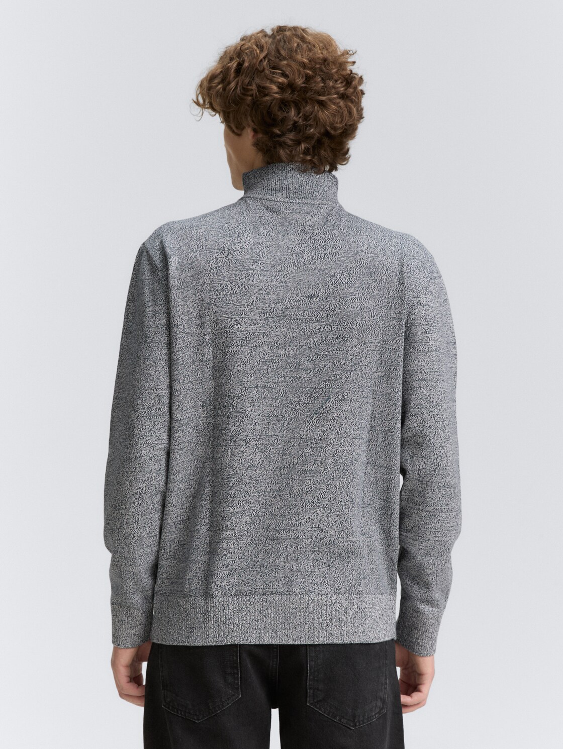 Thumbnail - TOM TAILOR DENIM Herren Troyer Strickpullover aus Baumwolle, blau, Meliert, Gr. S