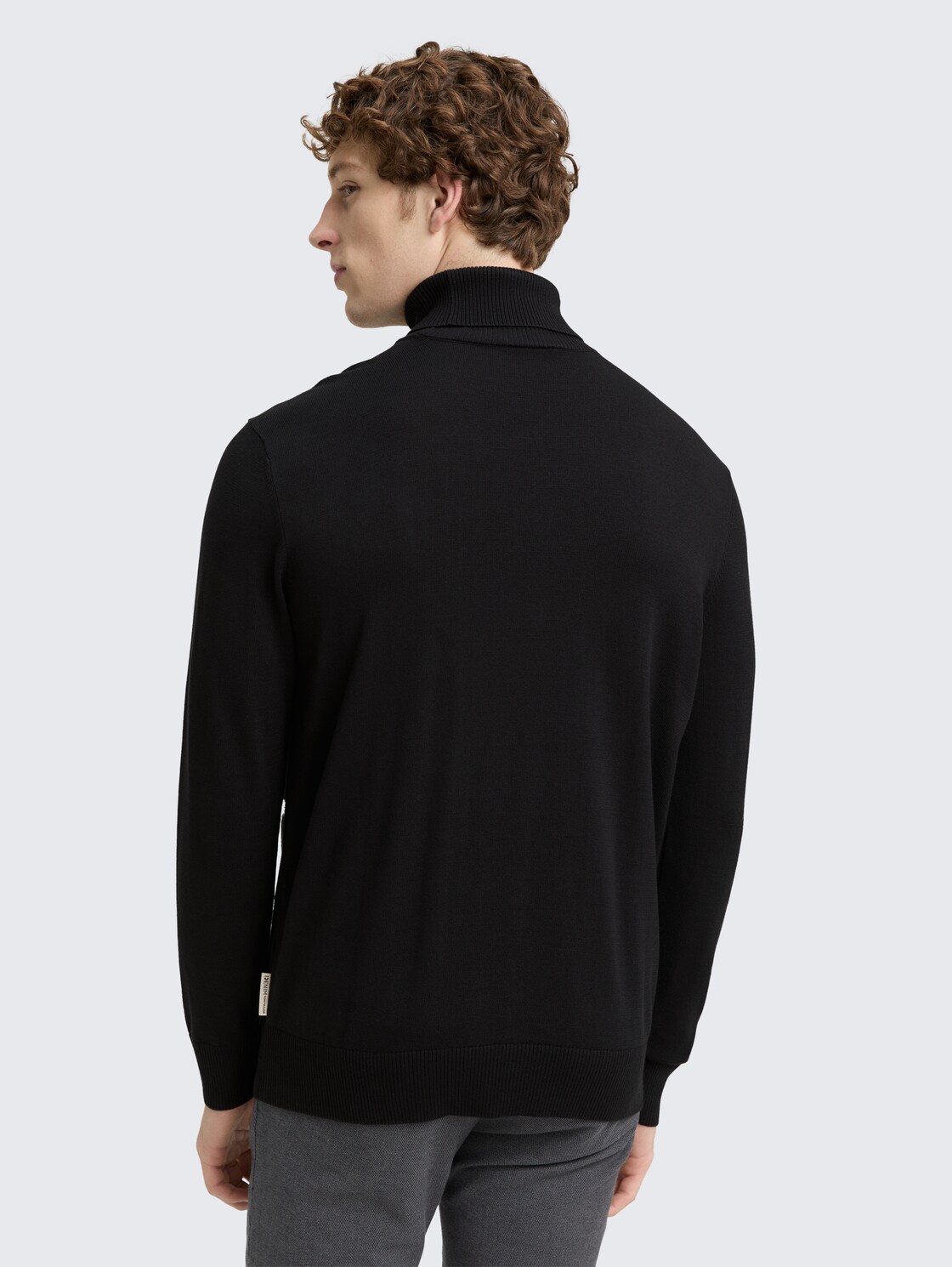 Thumbnail - TOM TAILOR DENIM Herren Rollkragenpullover aus Baumwolle, schwarz, Uni, Gr. L