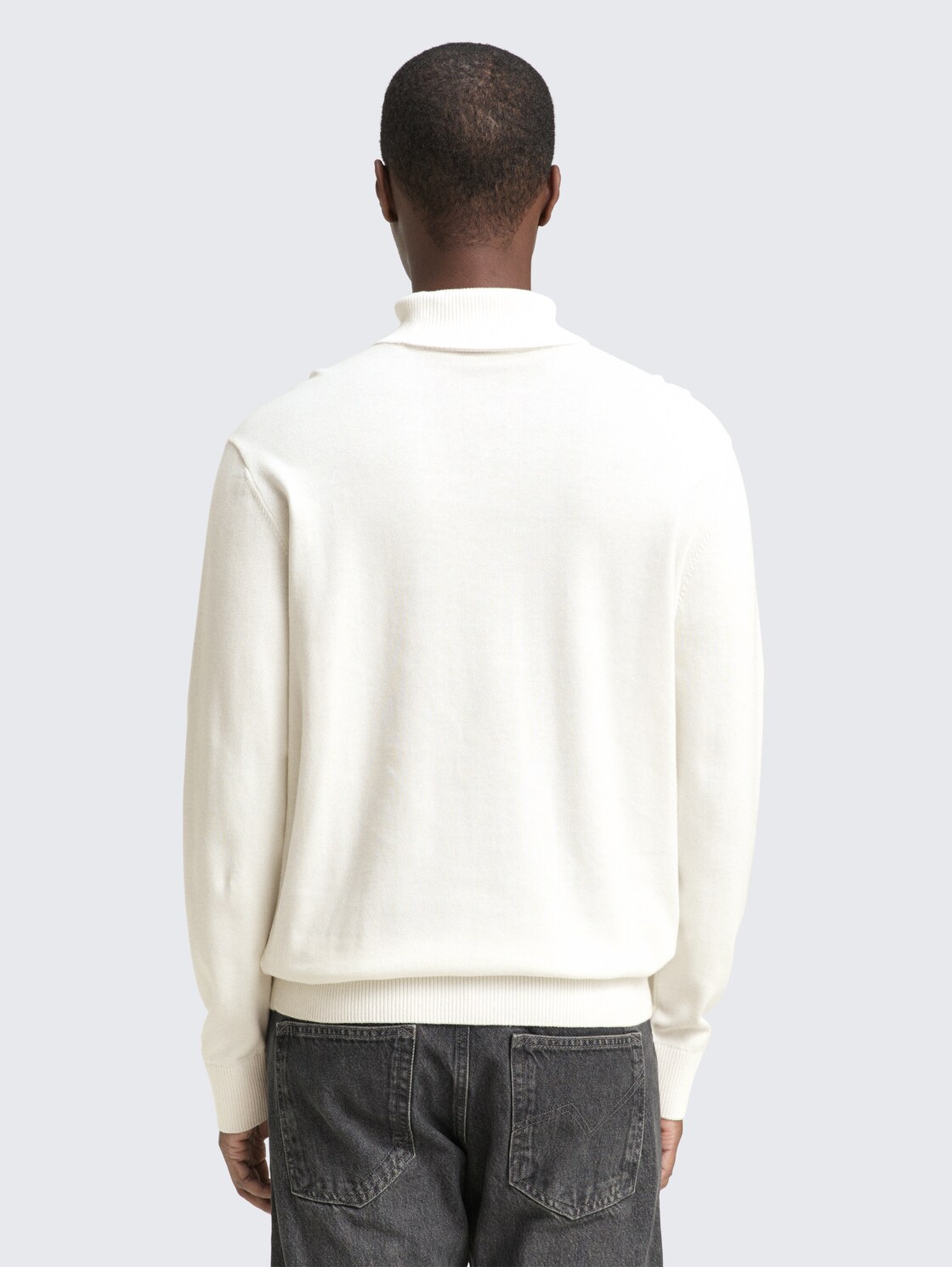 Thumbnail - TOM TAILOR DENIM Herren Rollkragenpullover aus Baumwolle, weiß, Uni, Gr. XS