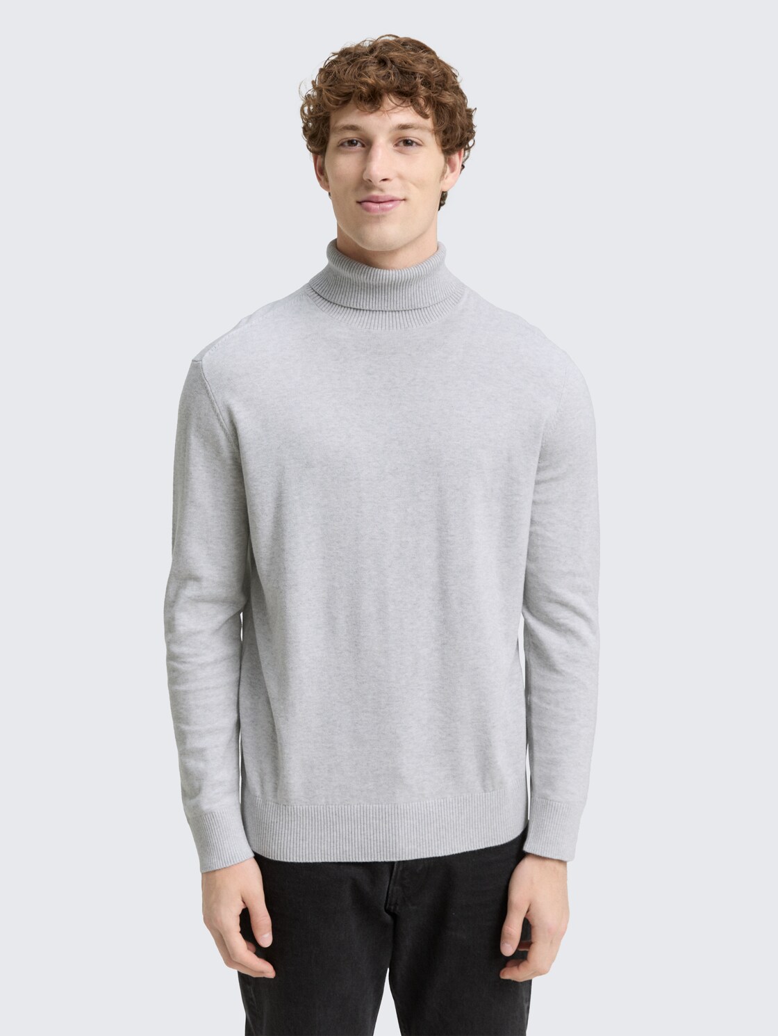Thumbnail - TOM TAILOR DENIM Herren Rollkragenpullover aus Baumwolle, grau, Meliert, Gr. XXL