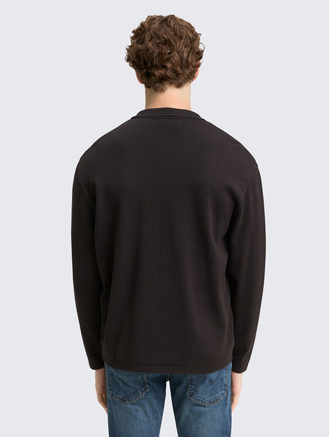 Thumbnail - TOM TAILOR DENIM Herren Relaxed Fit Strickjacke mit Reißverschluss, schwarz, Uni, Gr. M